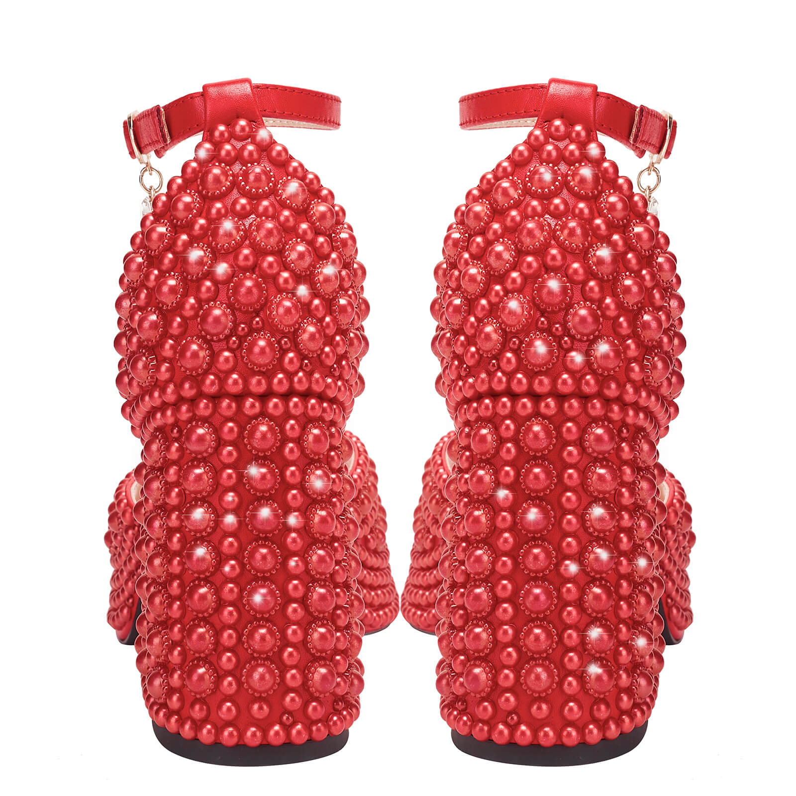 Women Pearl Platform Chunky Heels Sandals
