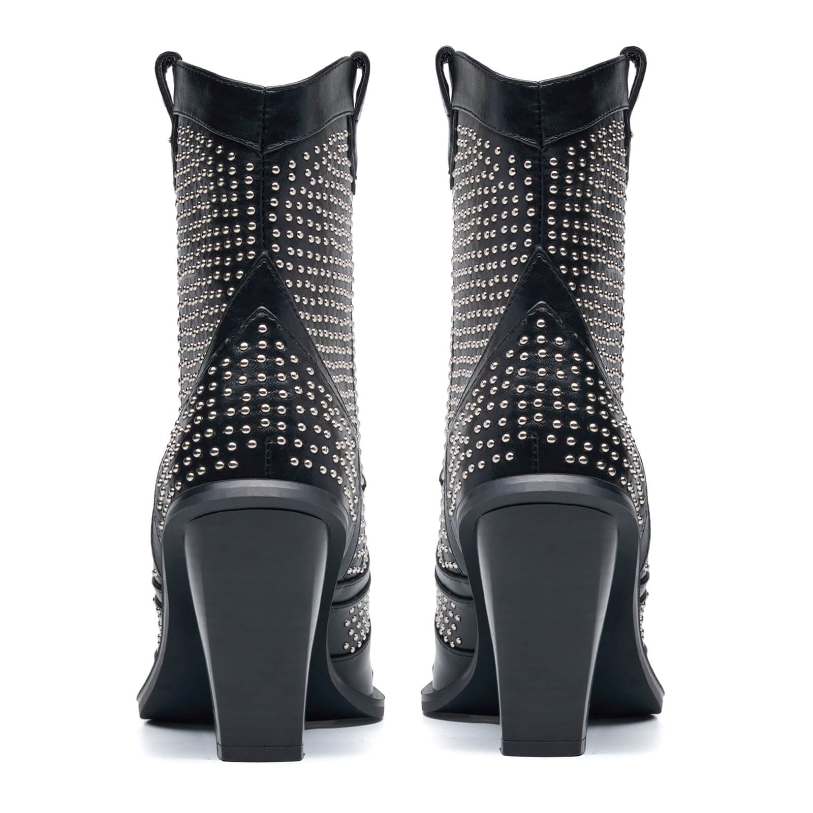 Women Vintage Studded Cowboy Mid Calf Boots