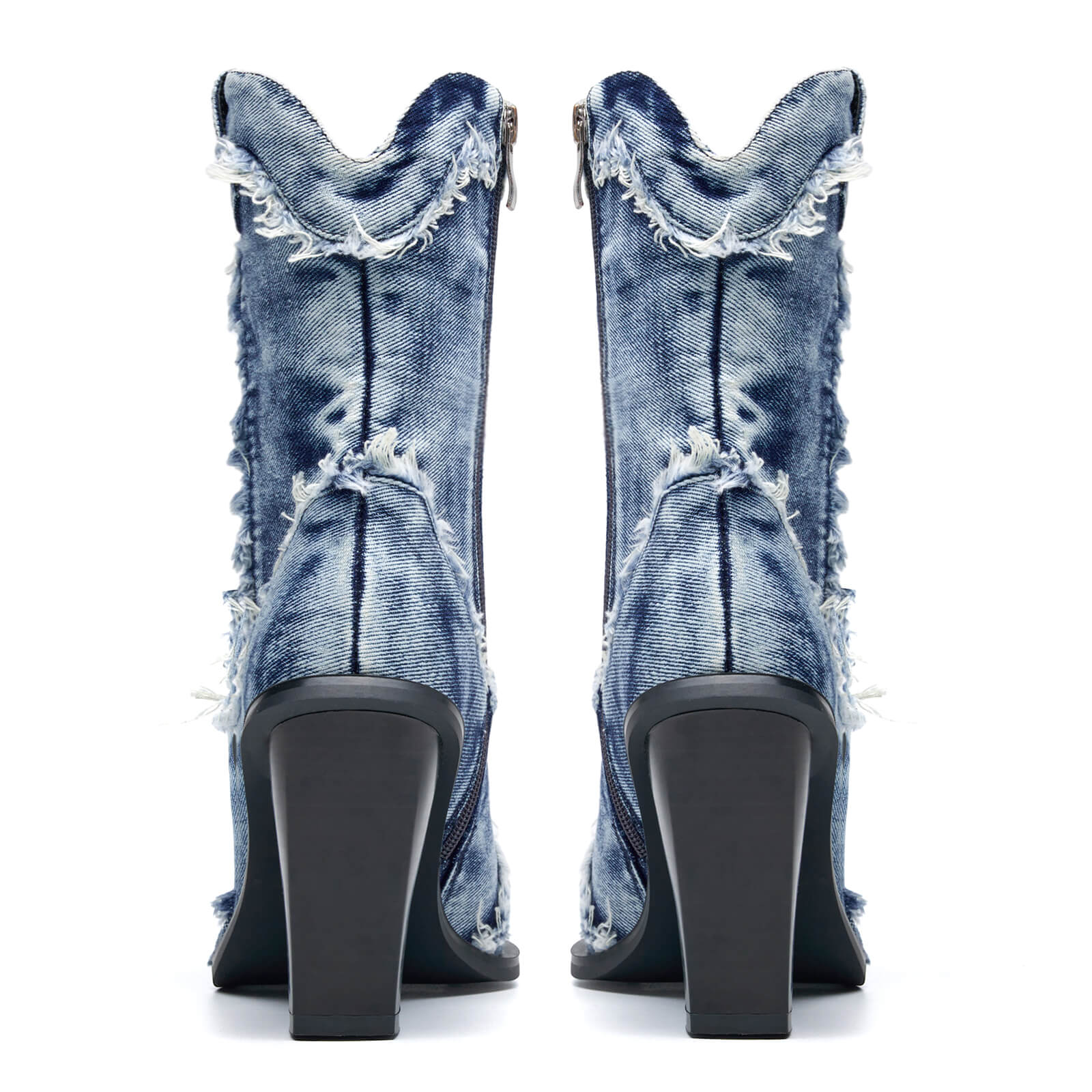 Women Denim Cowboy Mid Calf Boots