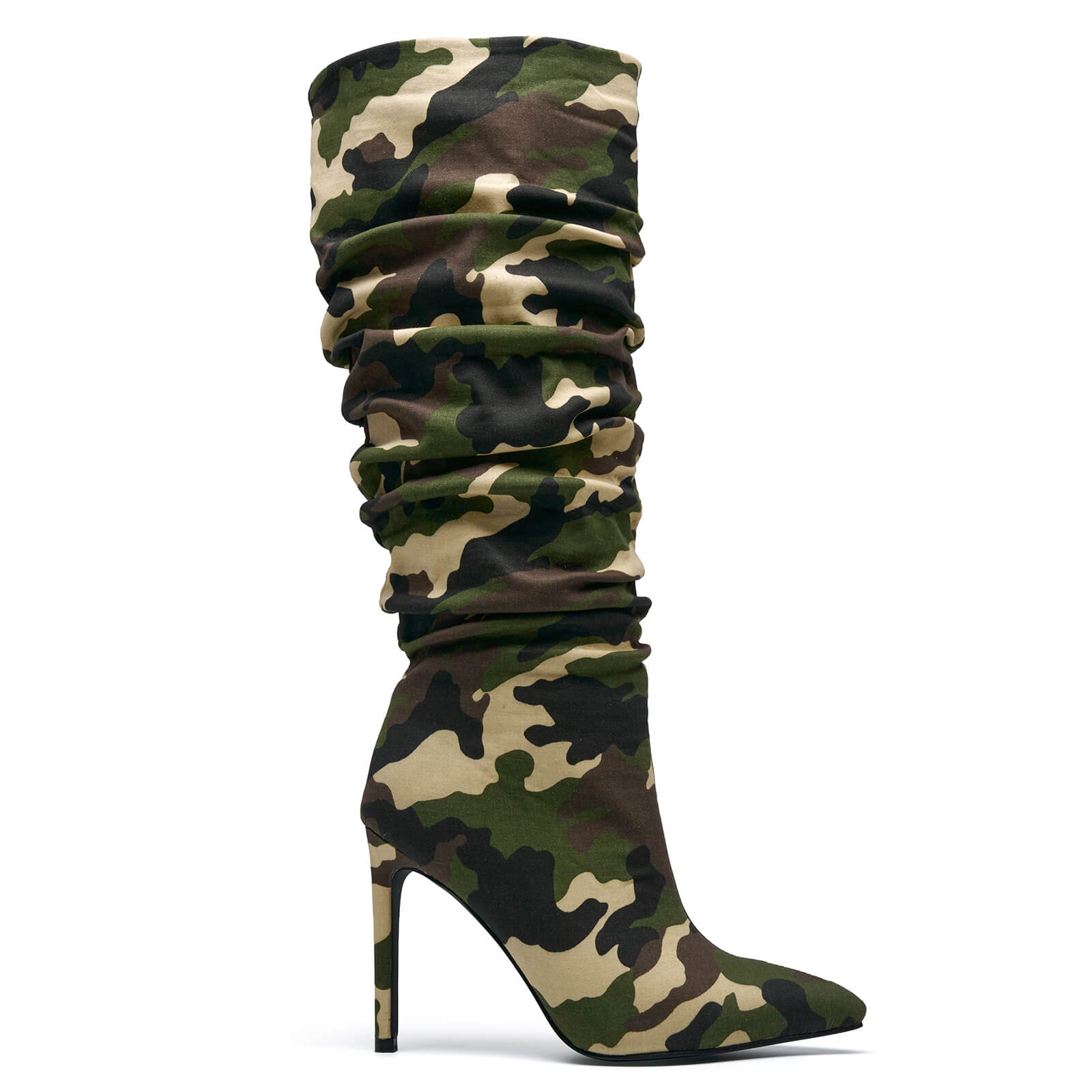 Women's Camouflage Pointed Toe Knee High Boots