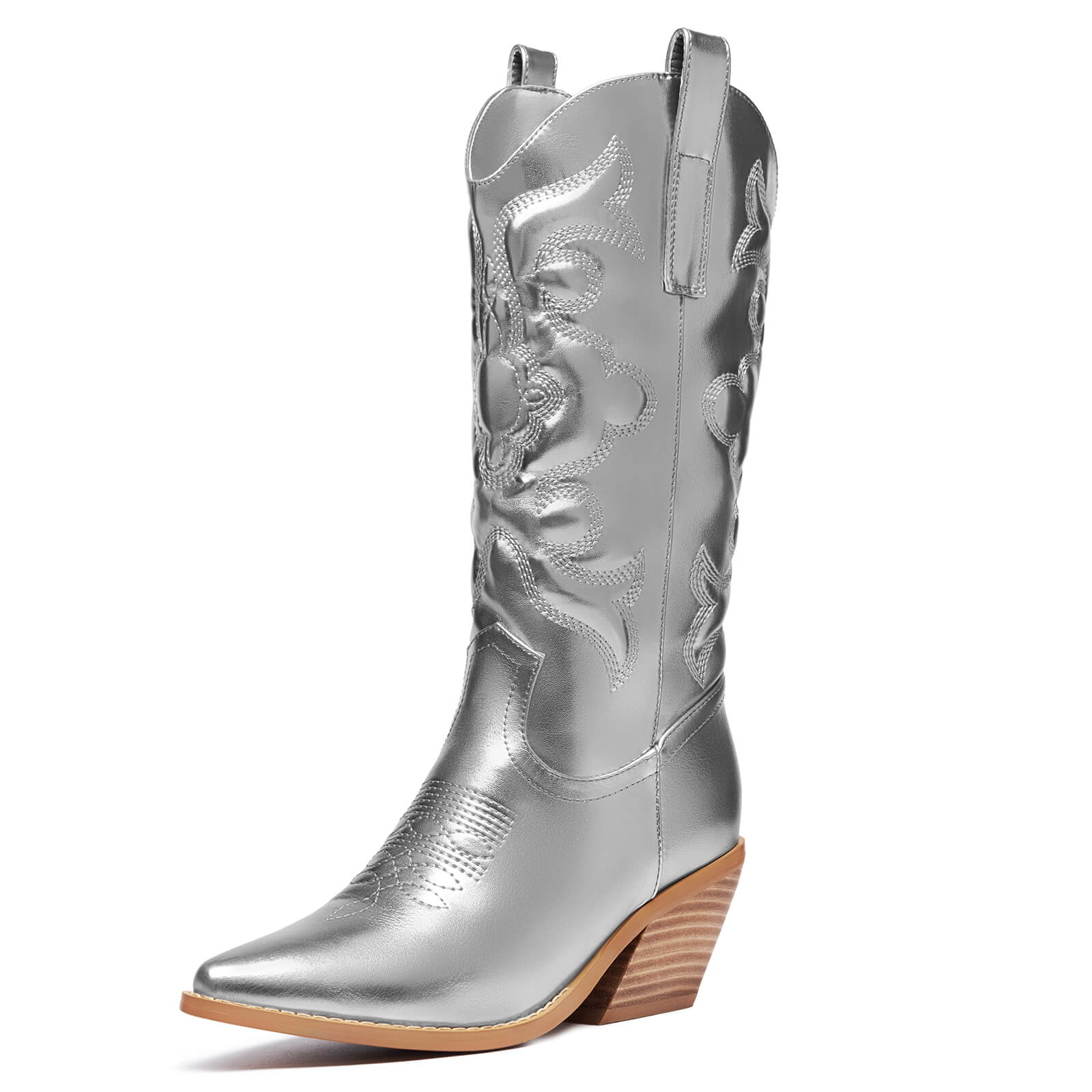 Sparkle Mid Wide Calf Western Embroidered Knee High Cowboy Boots