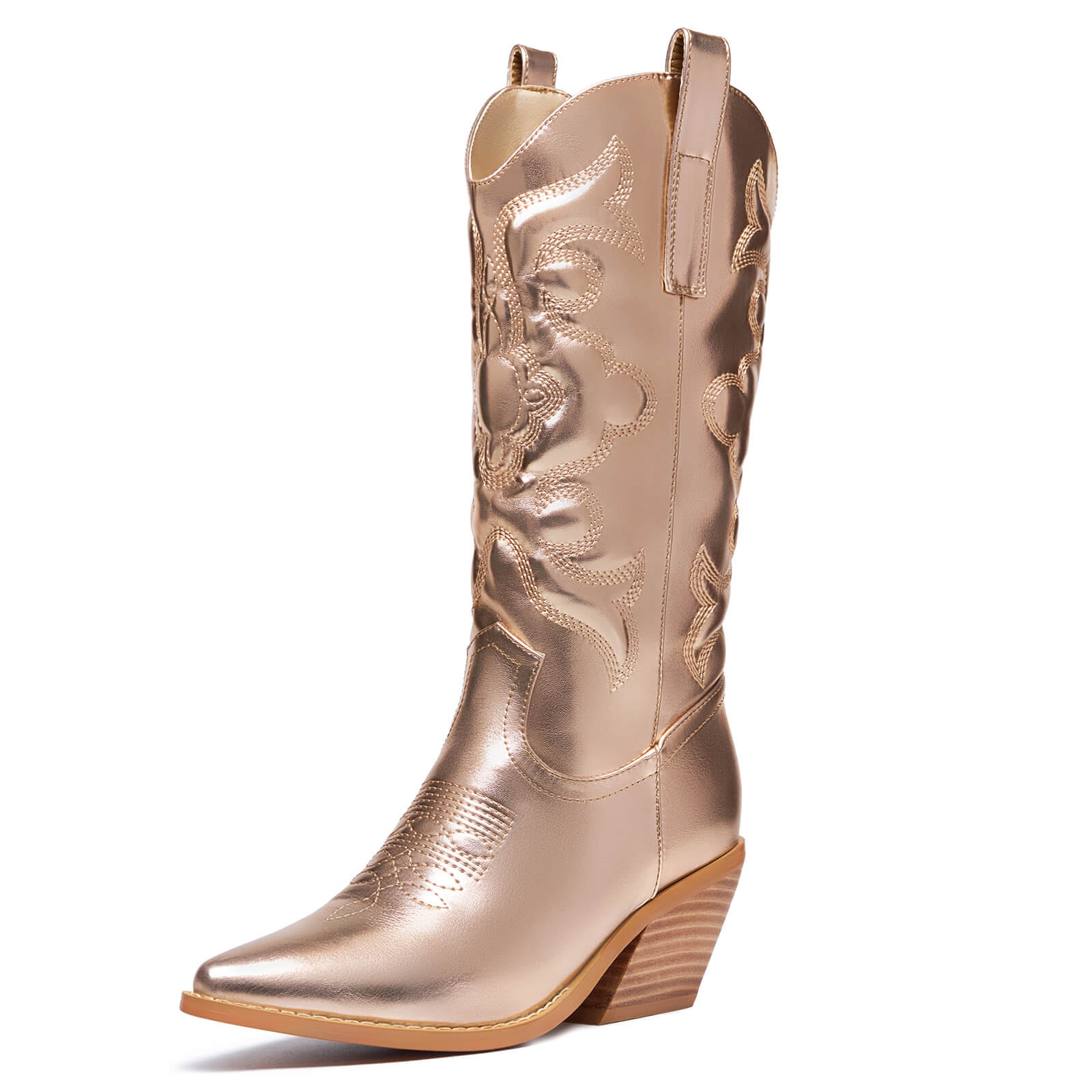 Sparkle Mid Wide Calf Western Embroidered Knee High Cowboy Boots