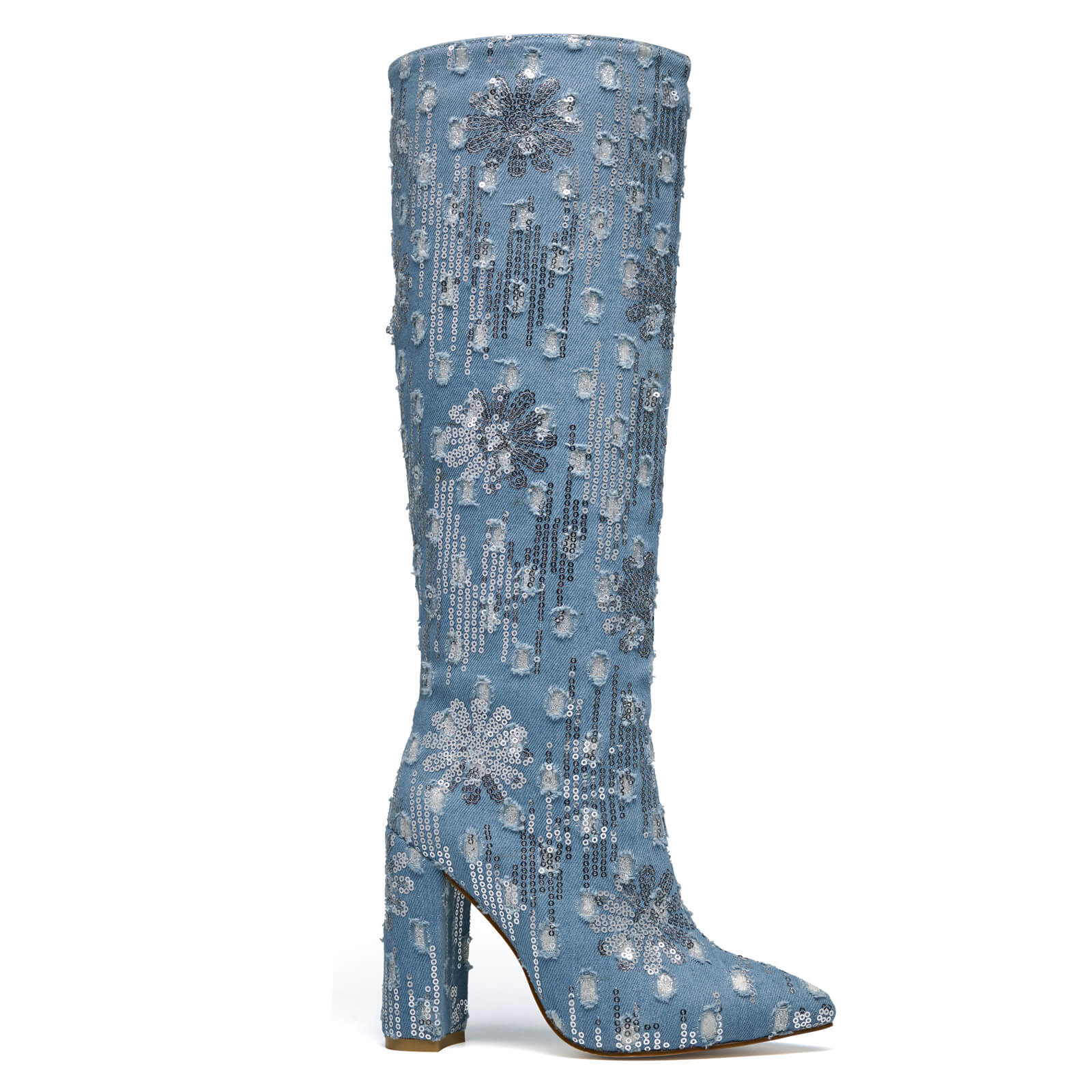 Women's Blue Jean Denim knee high Boots