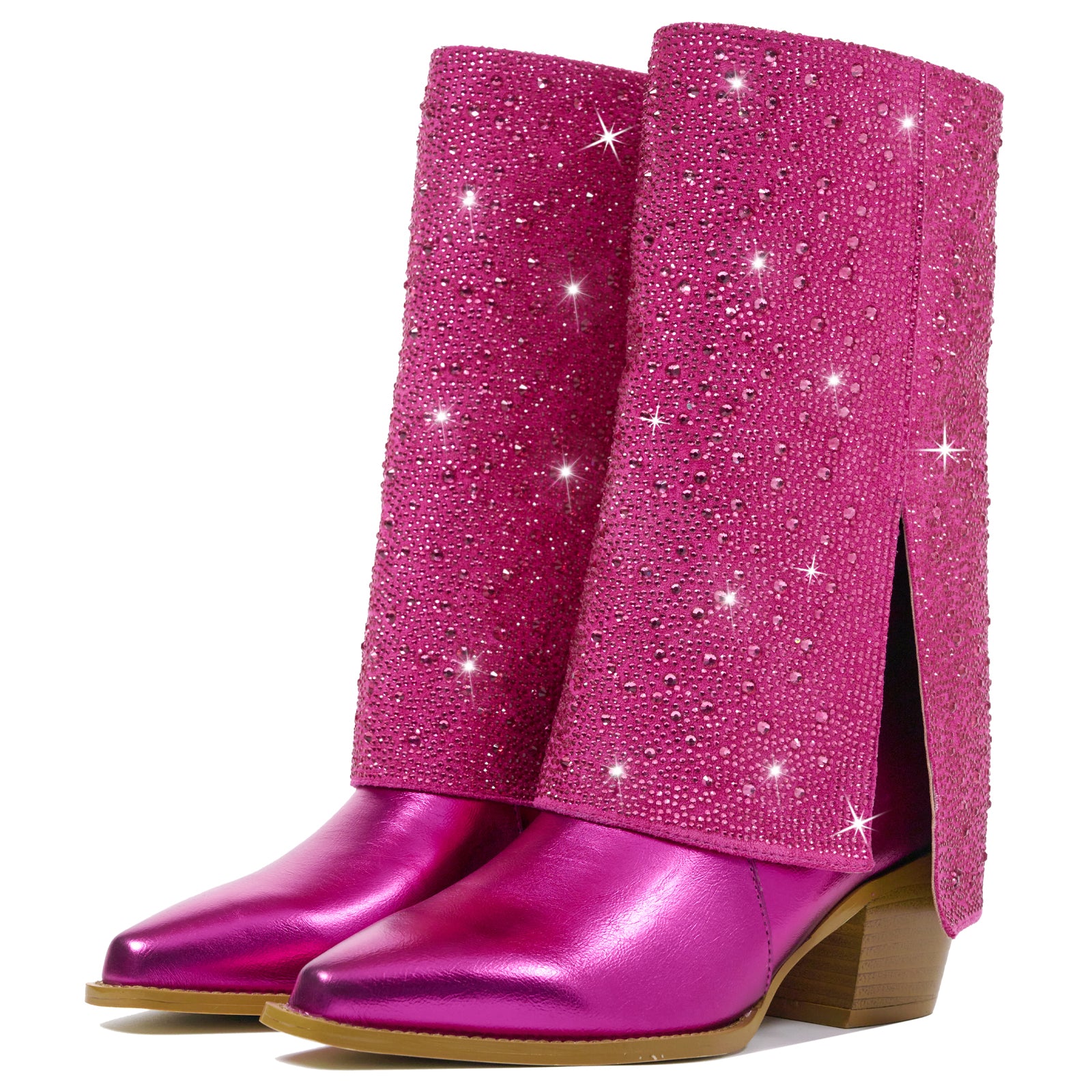 Sparkle Rhinestone Fold Over Cowboy Boots