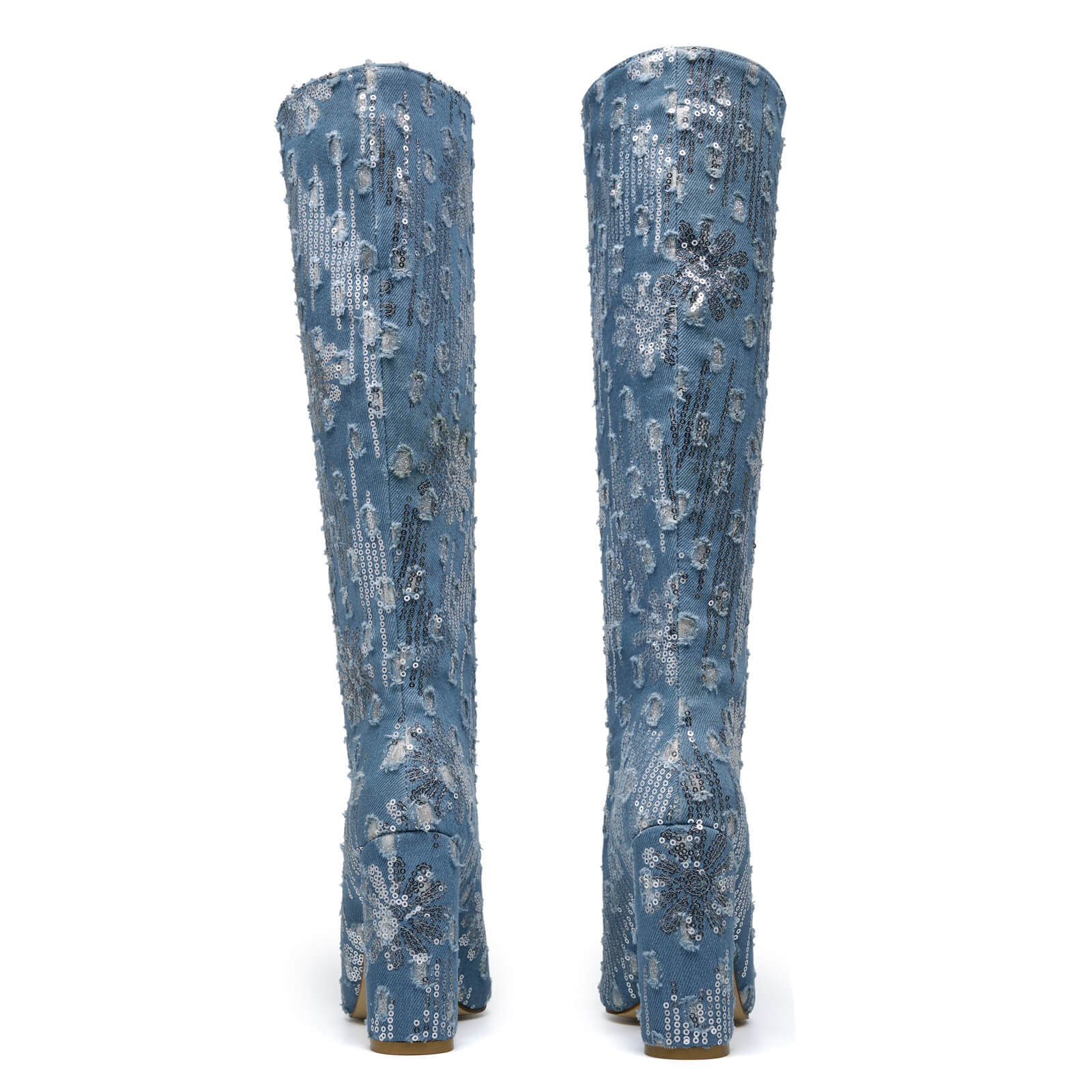 Women's Blue Jean Denim knee high Boots