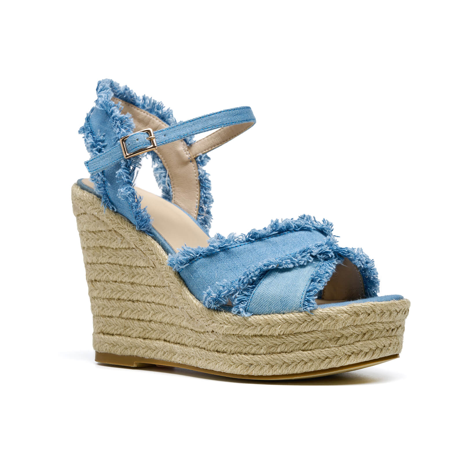 Denim Espadrilles Wedge Sandals for Women