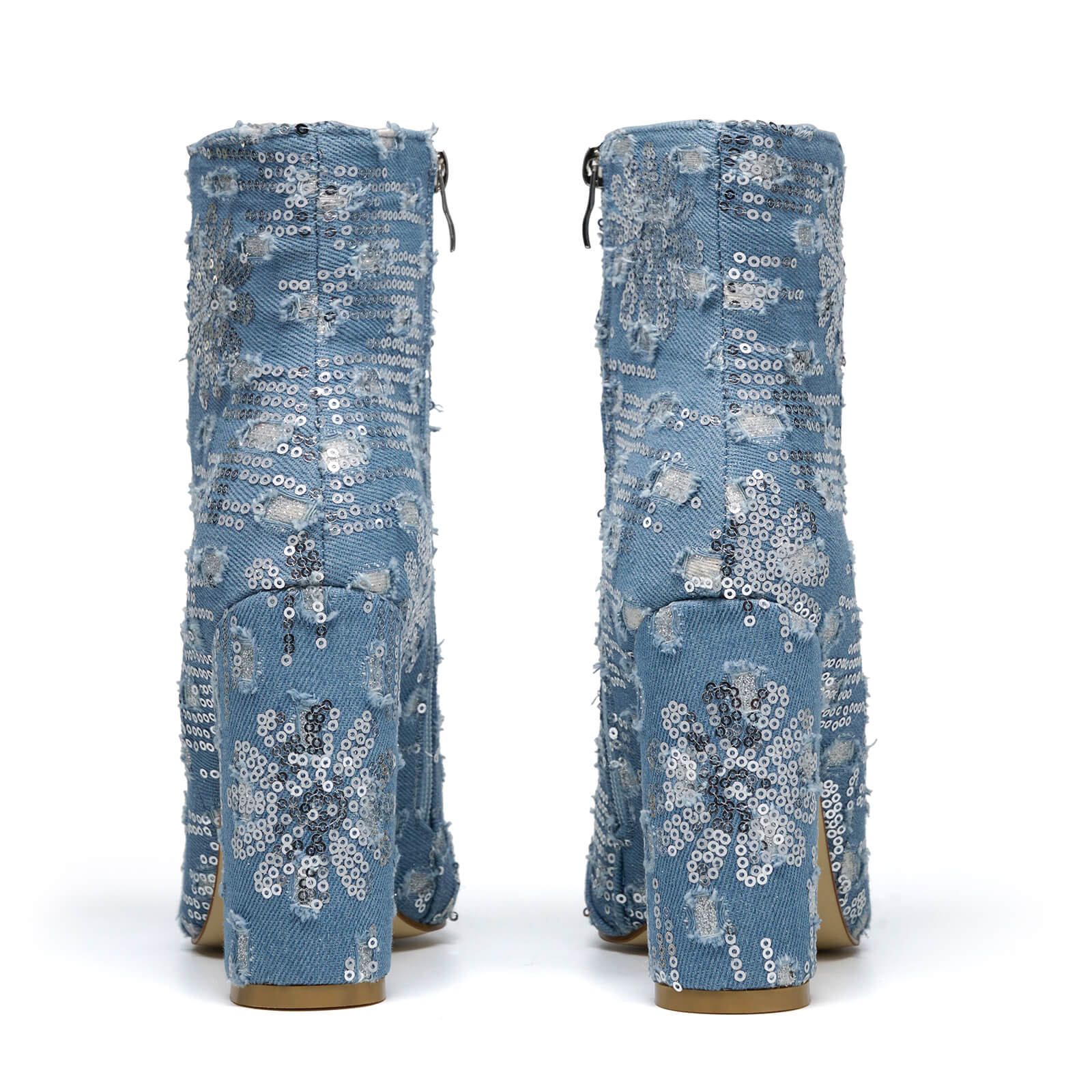 Women's Blue Jean Denim Ankle Boots