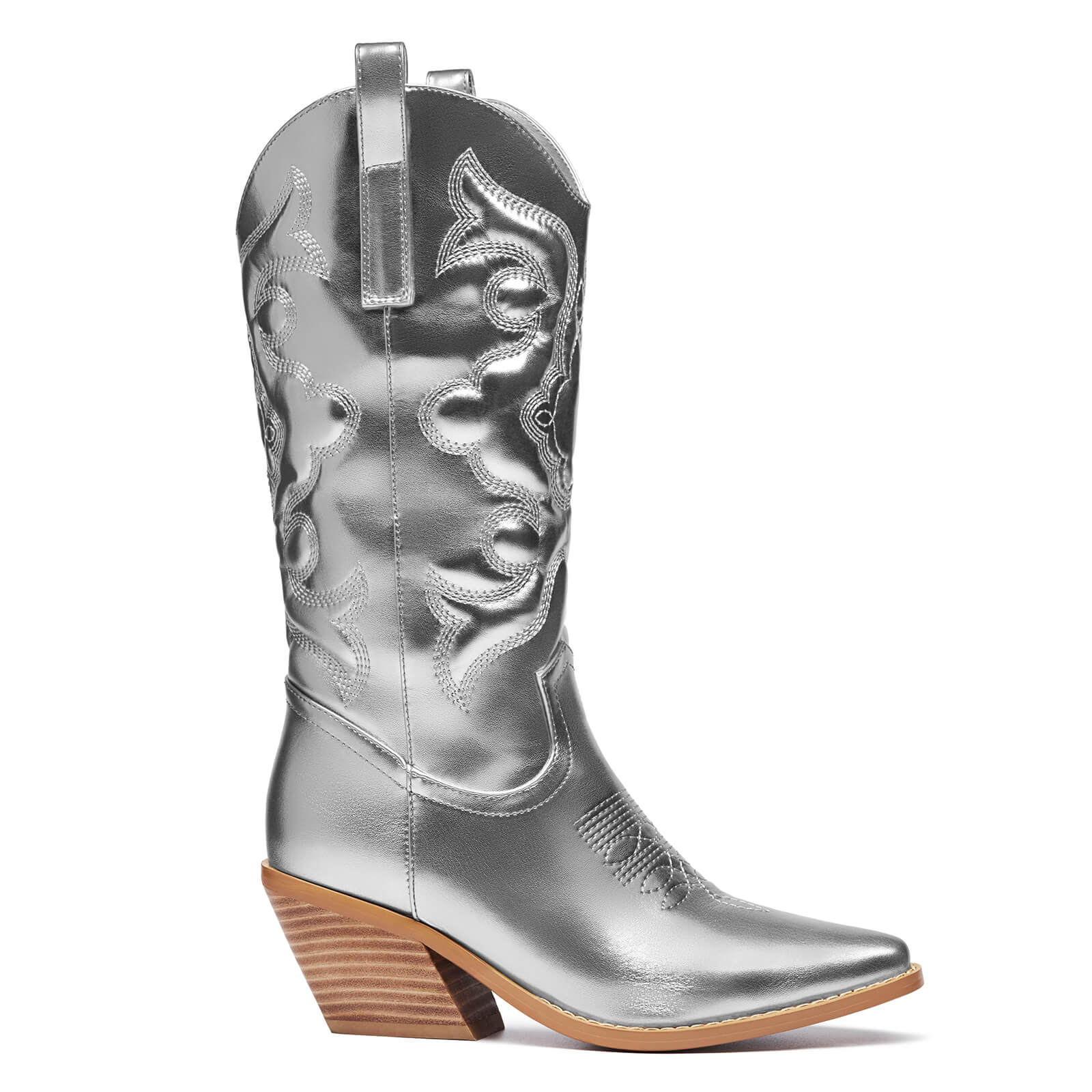 Sparkle Mid Wide Calf Western Embroidered Knee High Cowboy Boots