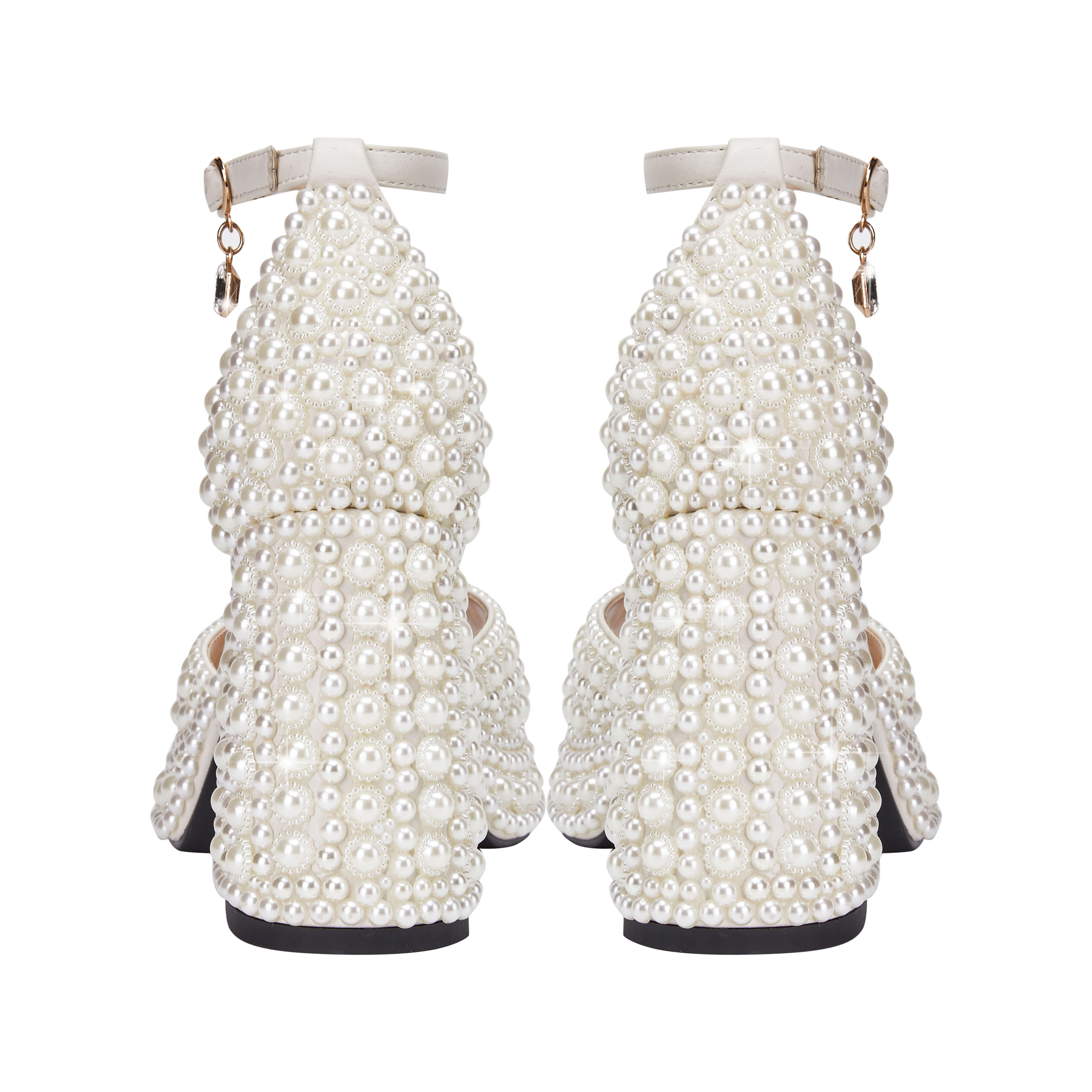 Women Pearl Platform Chunky Heels Sandals