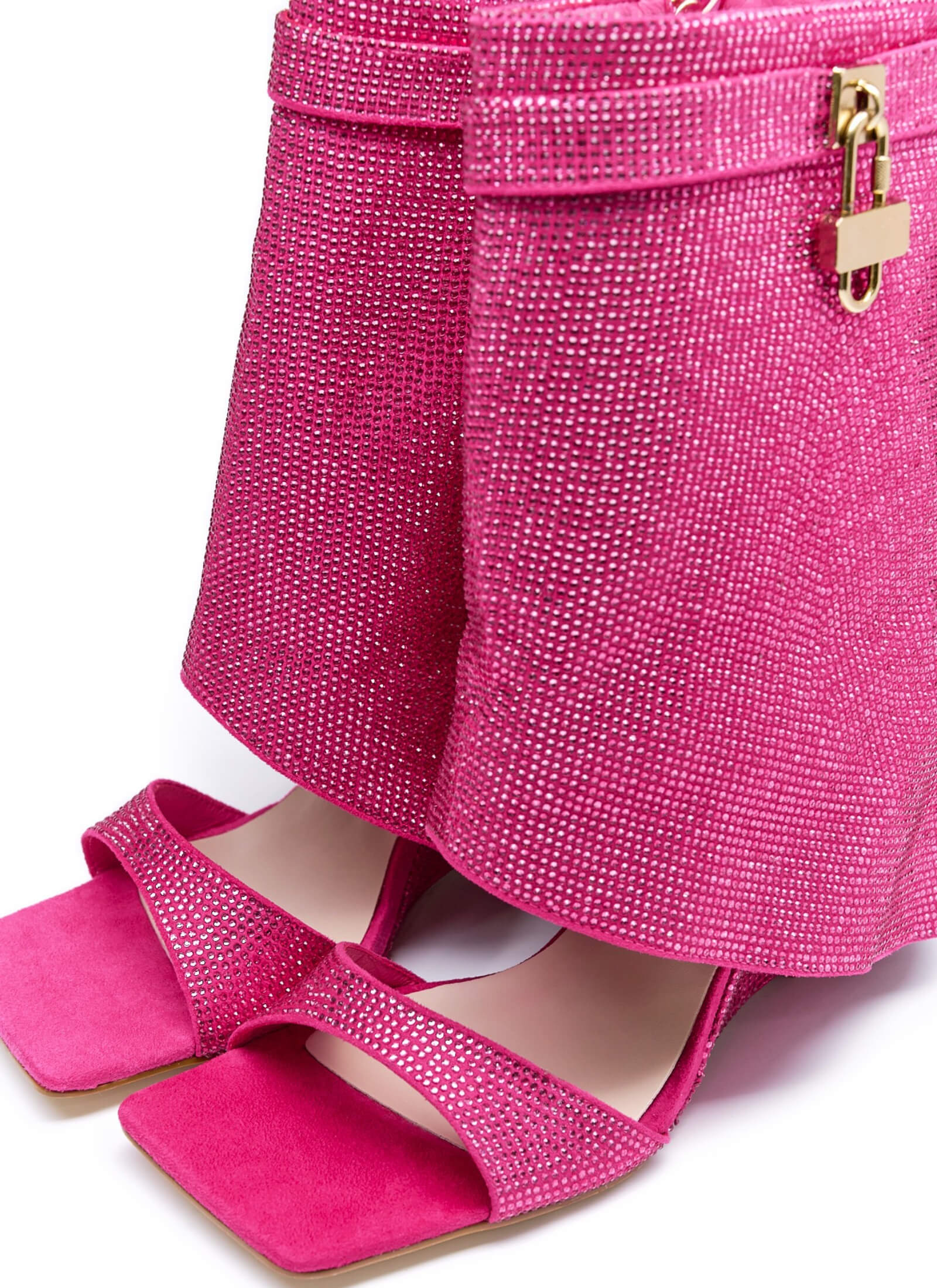 Women's Rhinestones Fold Over Shark Lock Boots