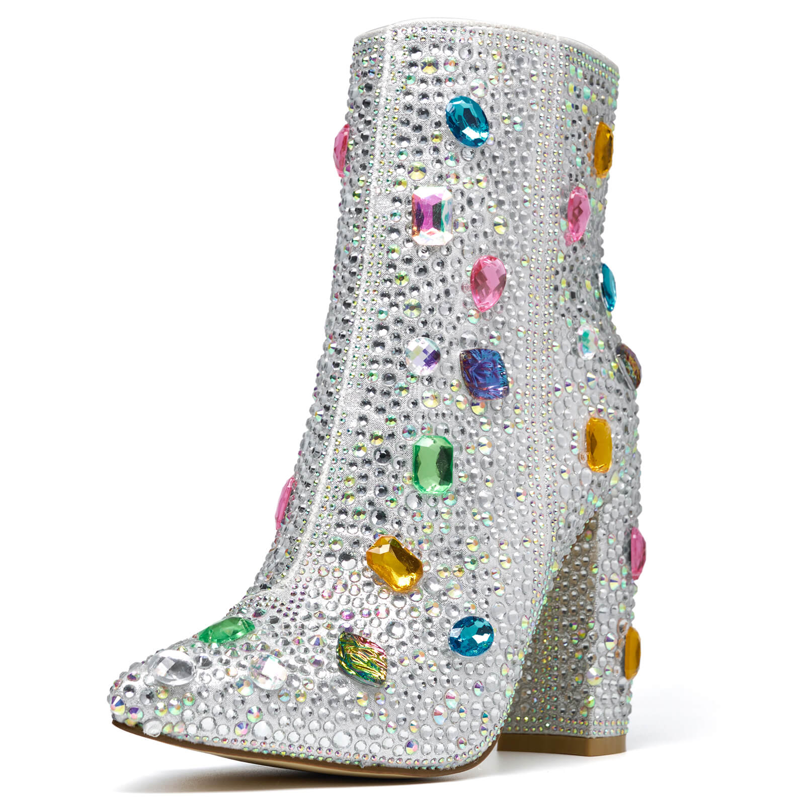 Women Pointed Toe Rhinestone Ankle Boots