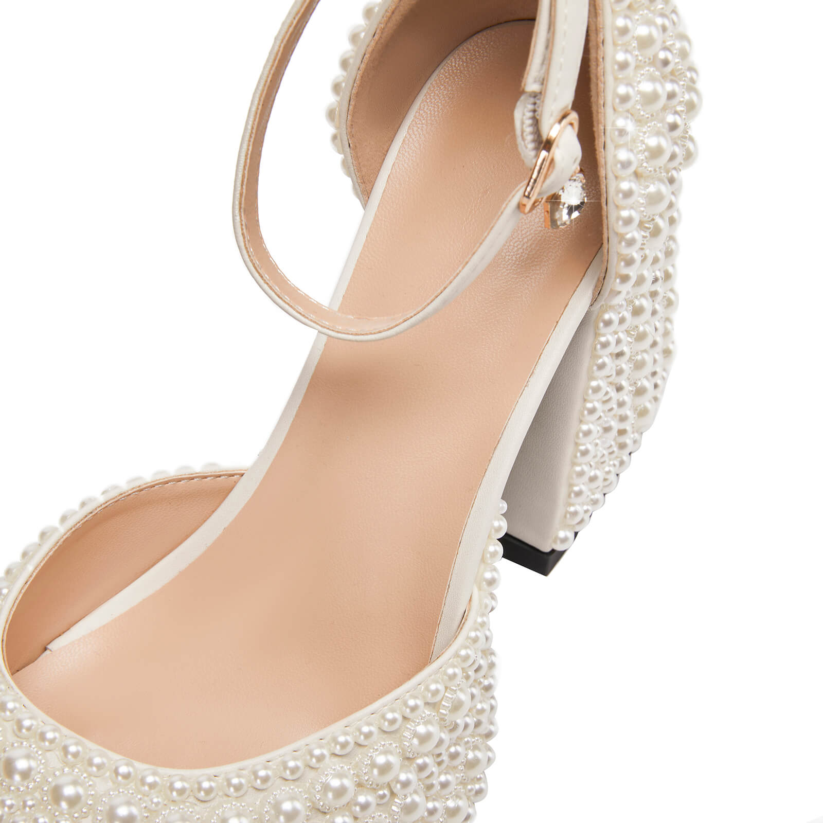 Women Pearl Platform Chunky Heels Sandals