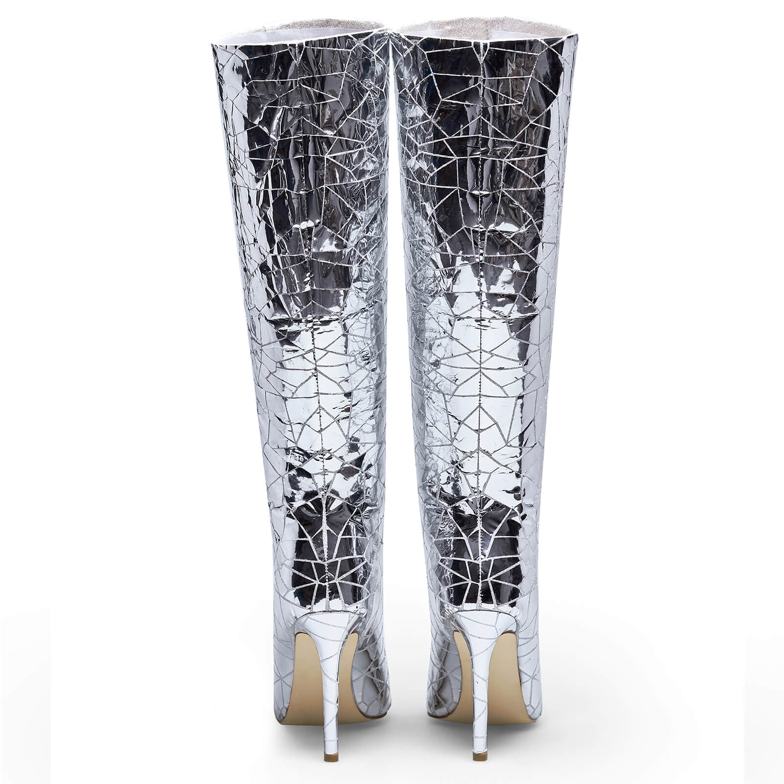 Mirror Metallic Knee High Boots for Women