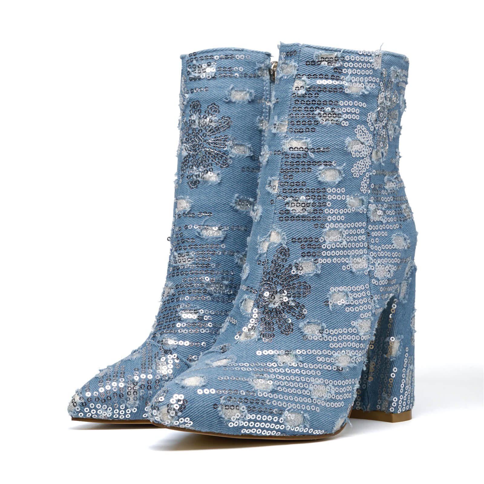 Women's Blue Jean Denim Ankle Boots