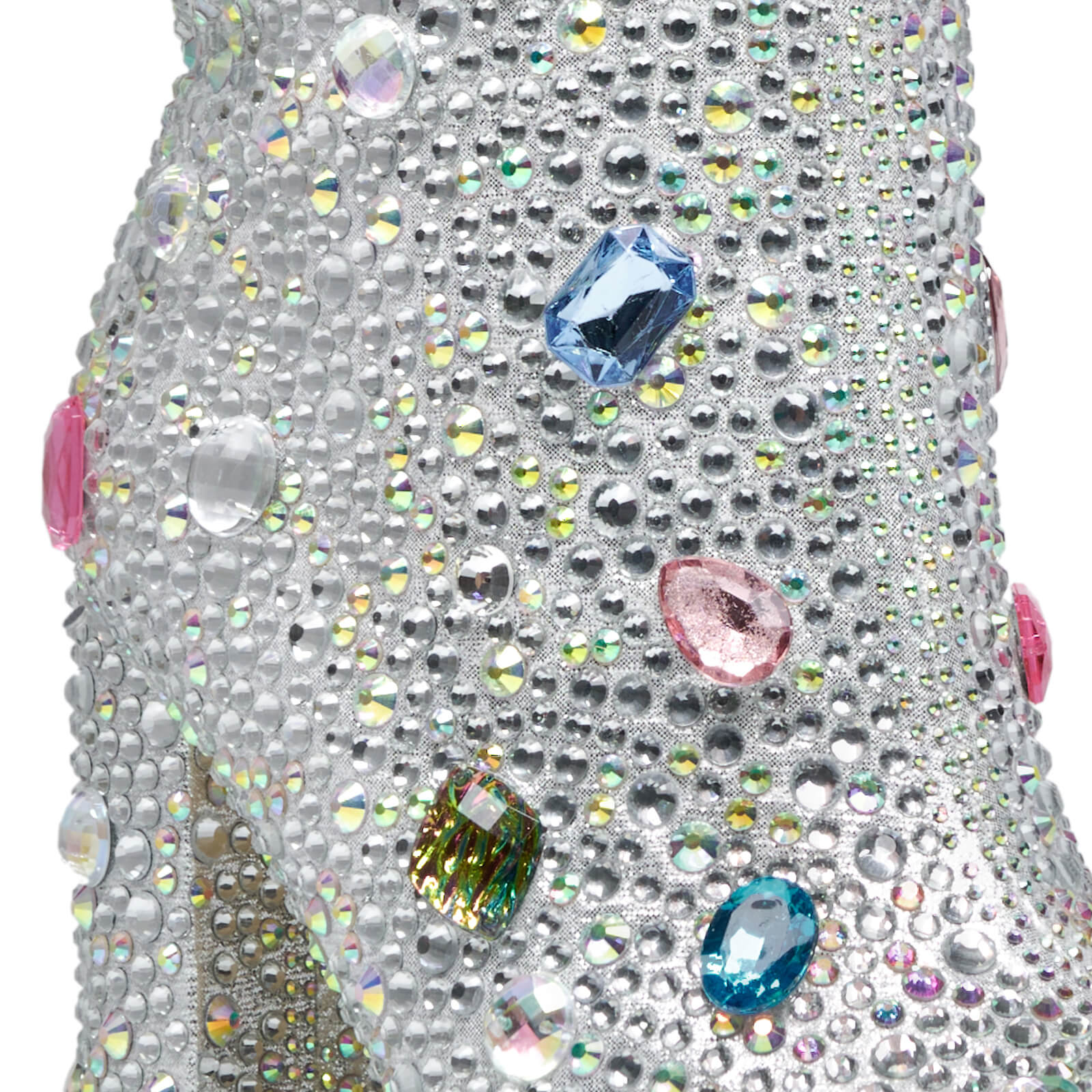 Women Pointed Toe Rhinestone Knee High Boots Block Heel Fashion Boots