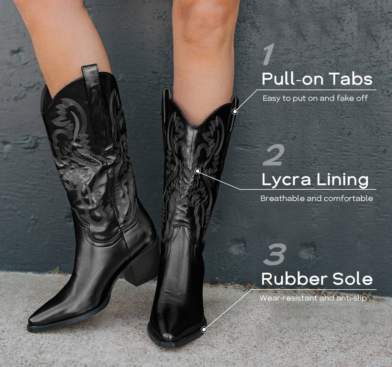 Mid Calf Metallic Cowboy Boots For Women