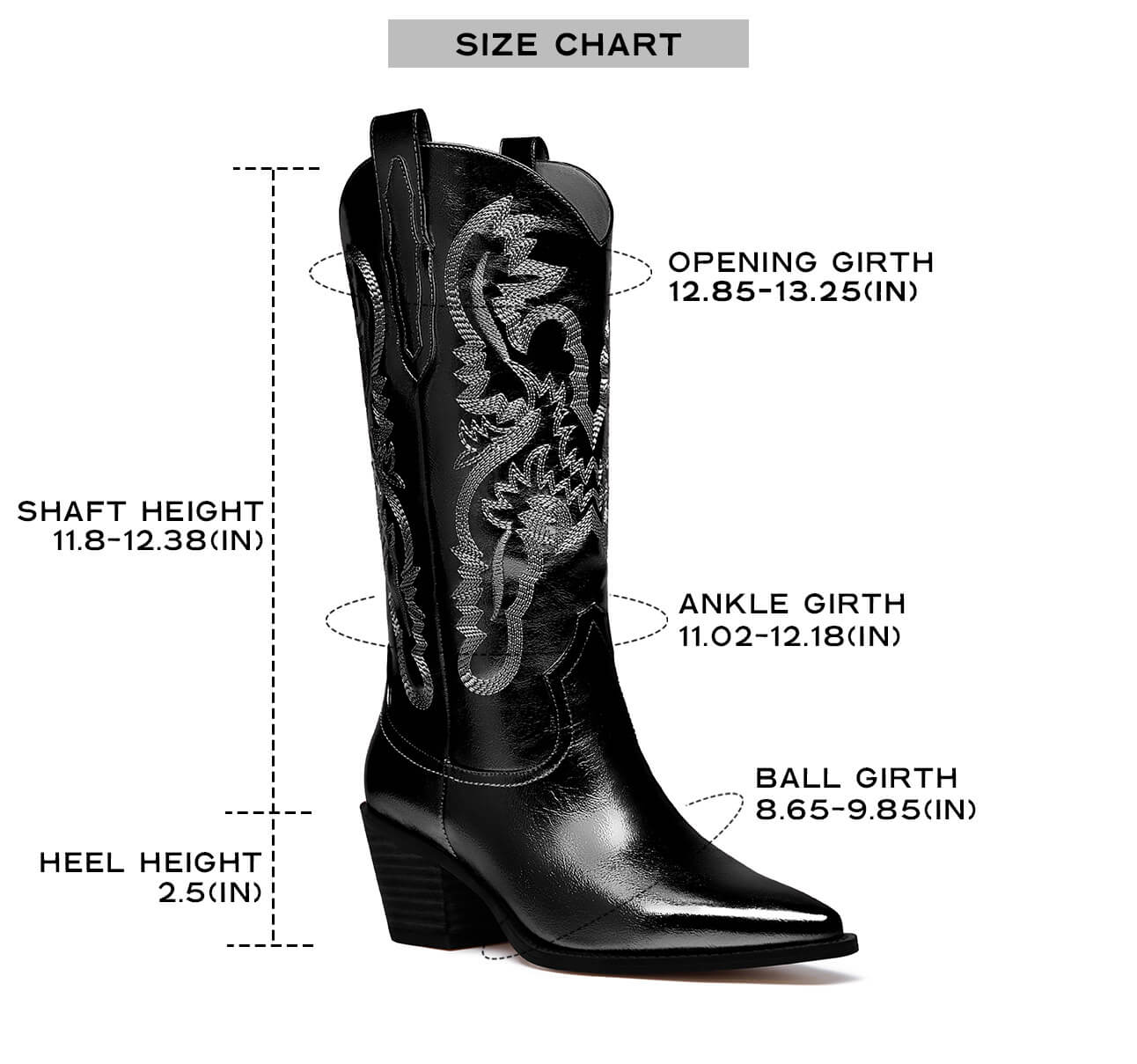 Mid Calf Metallic Cowboy Boots For Women