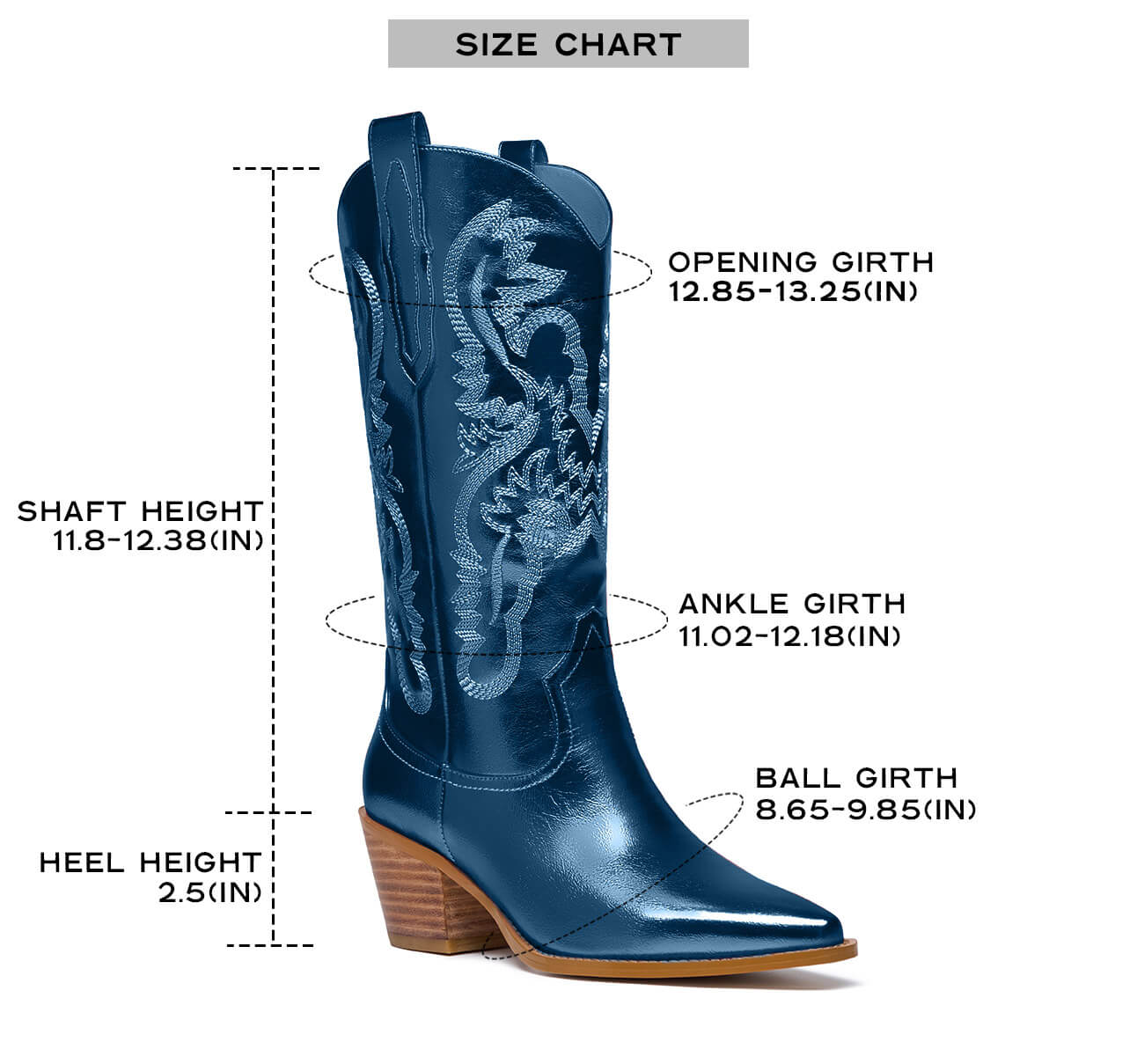 Mid Calf Metallic Cowboy Boots For Women