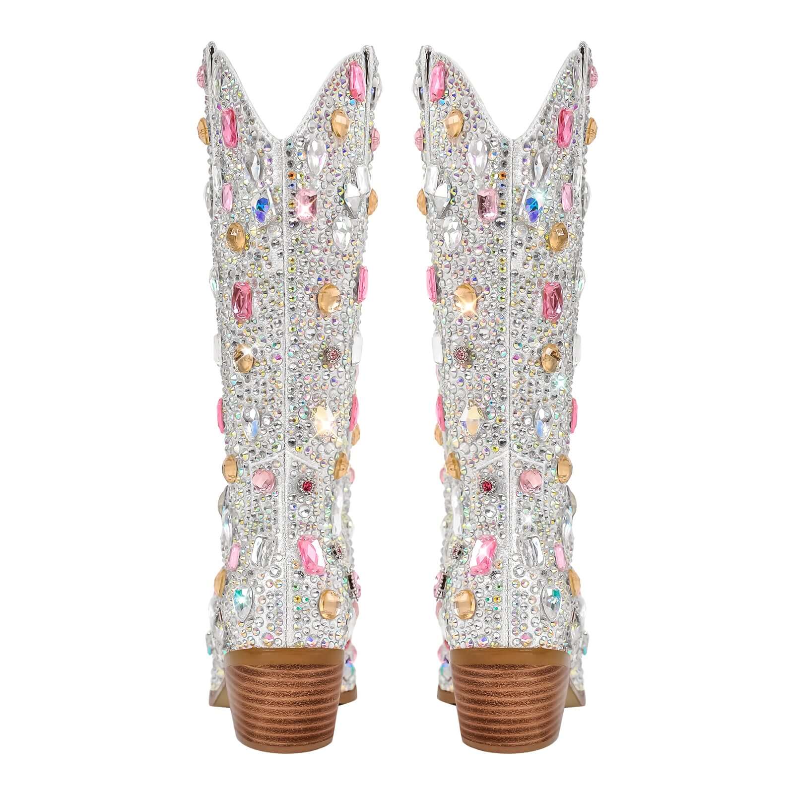 Shiny Adorned Gem Cowboy Boots for Women