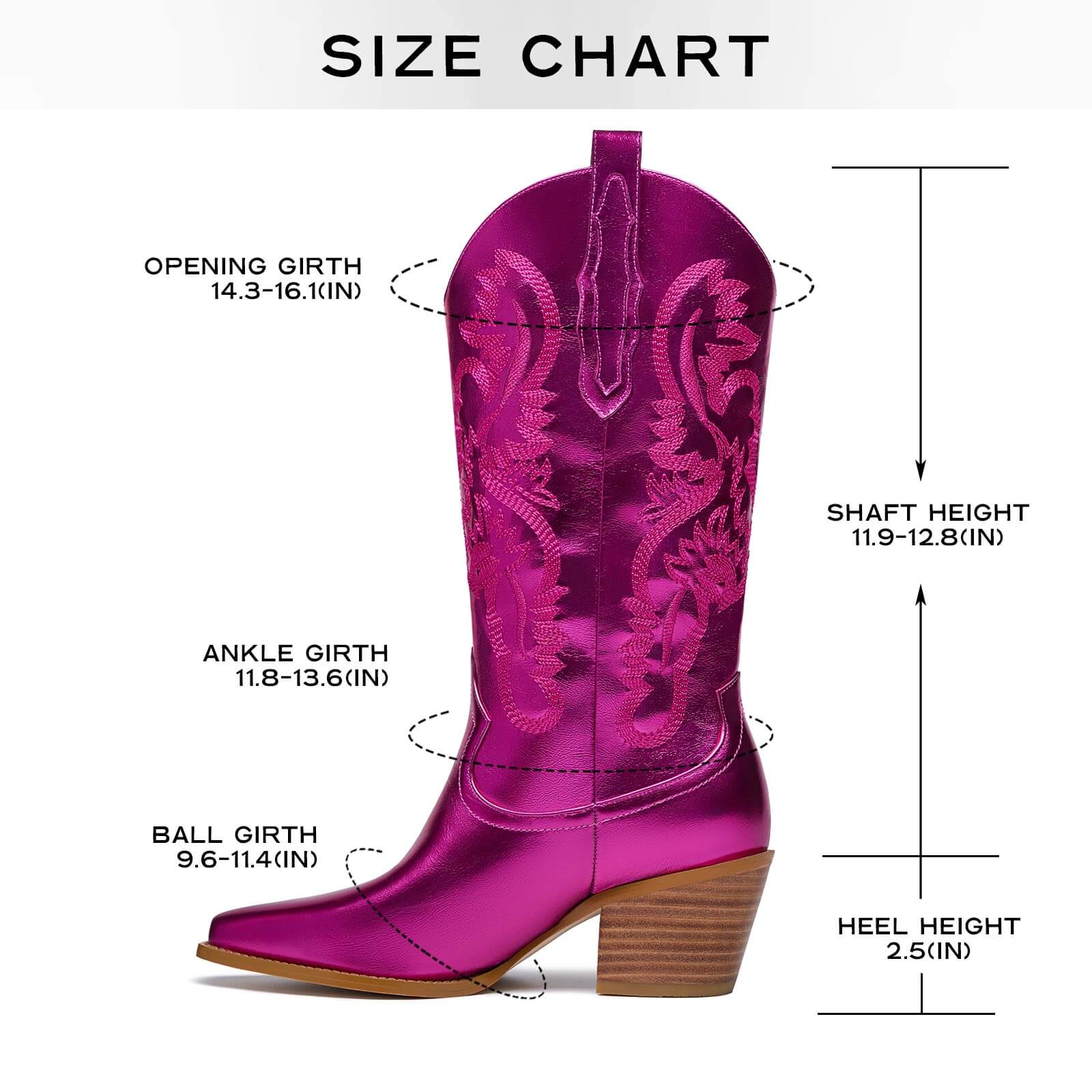Mid Calf Metallic Cowboy Boots For Women
