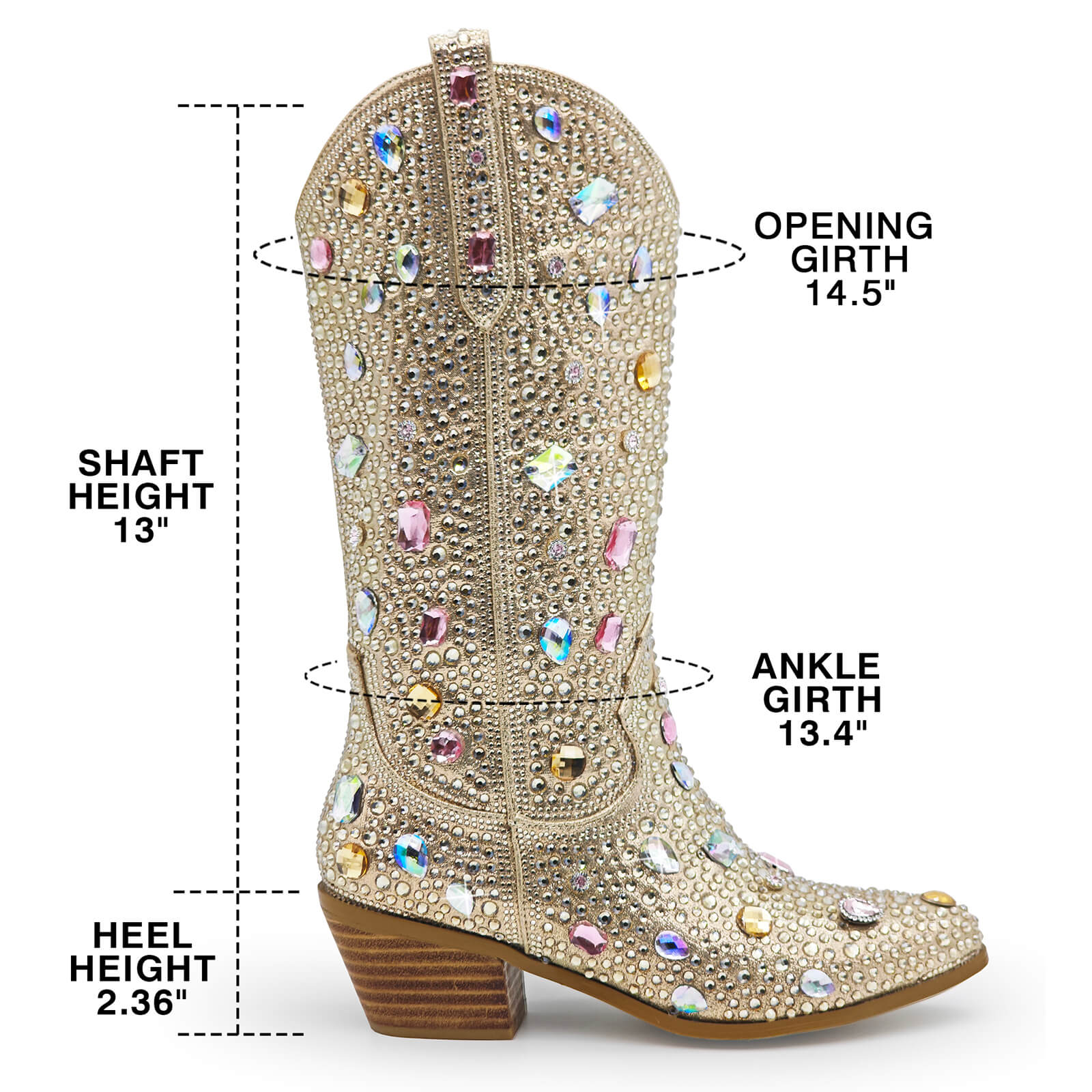 Shiny Adorned Gem Cowboy Boots for Women