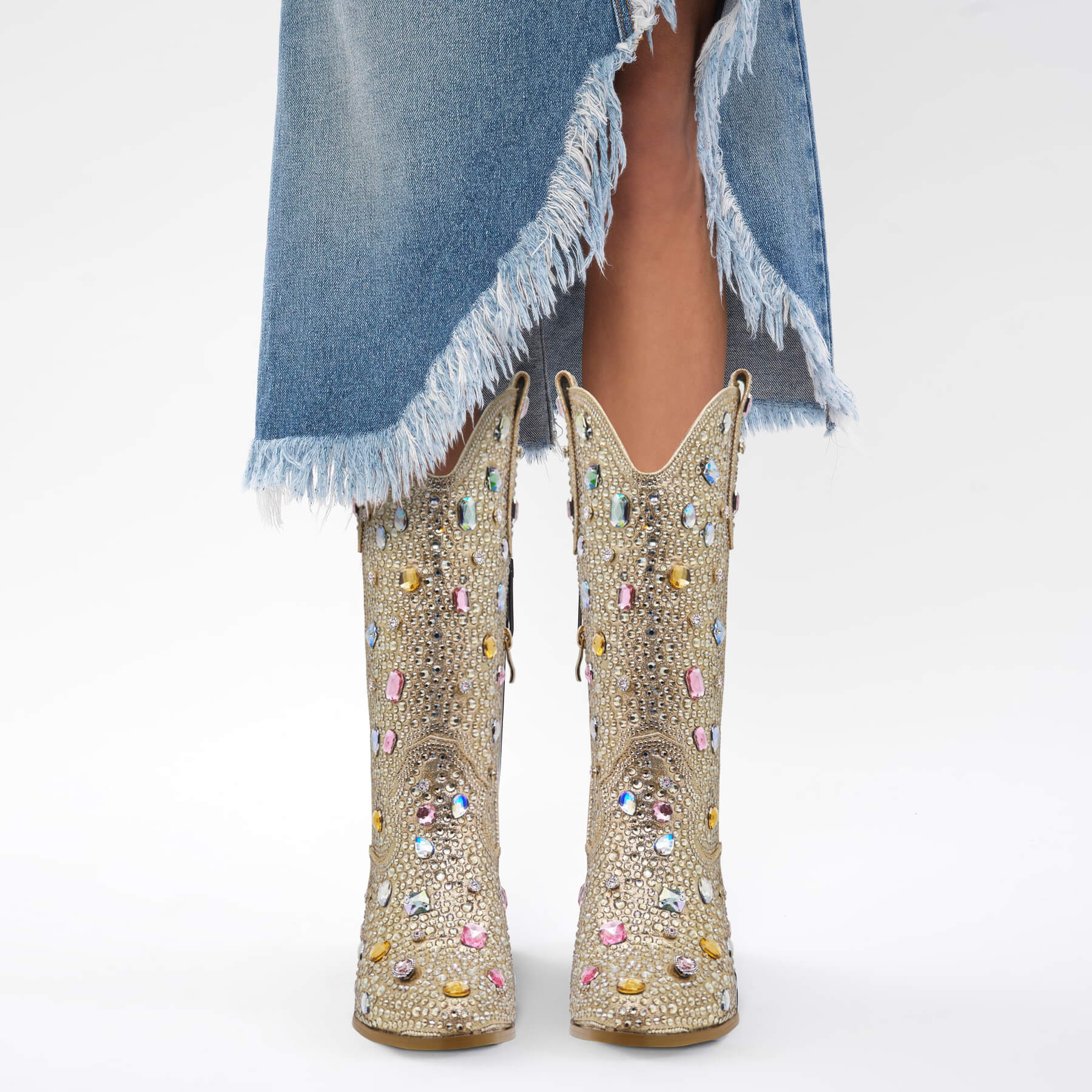 Shiny Adorned Gem Cowboy Boots for Women