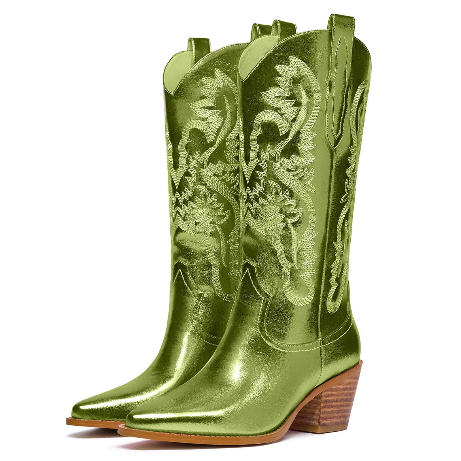 Mid Calf Metallic Cowboy Boots For Women