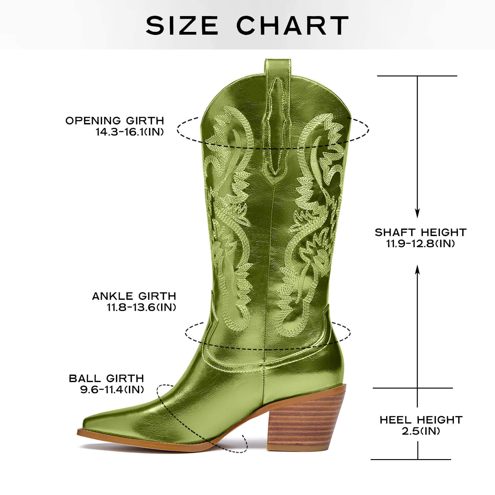 Mid Calf Metallic Cowboy Boots For Women