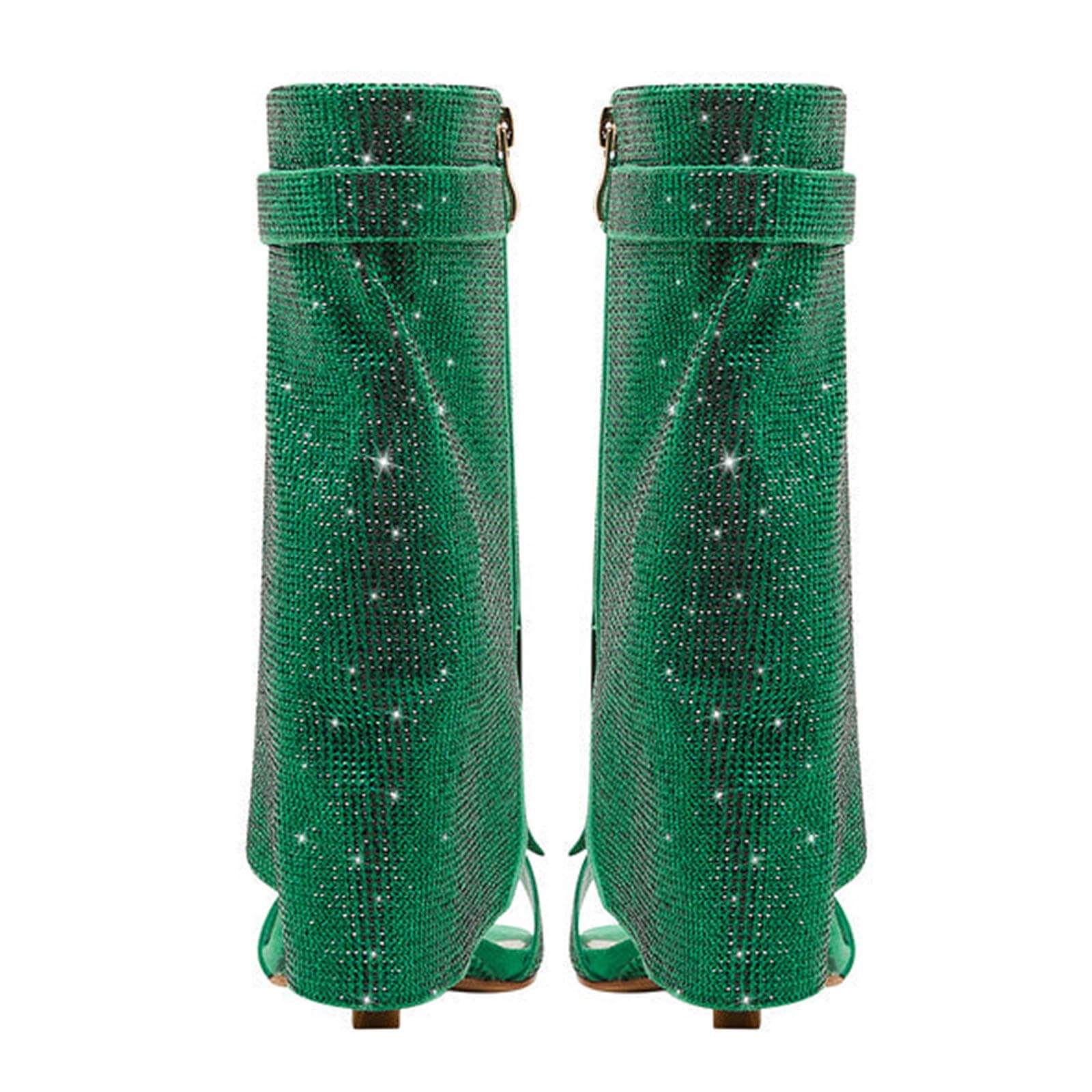 Women's Rhinestones Fold Over Shark Lock Boots