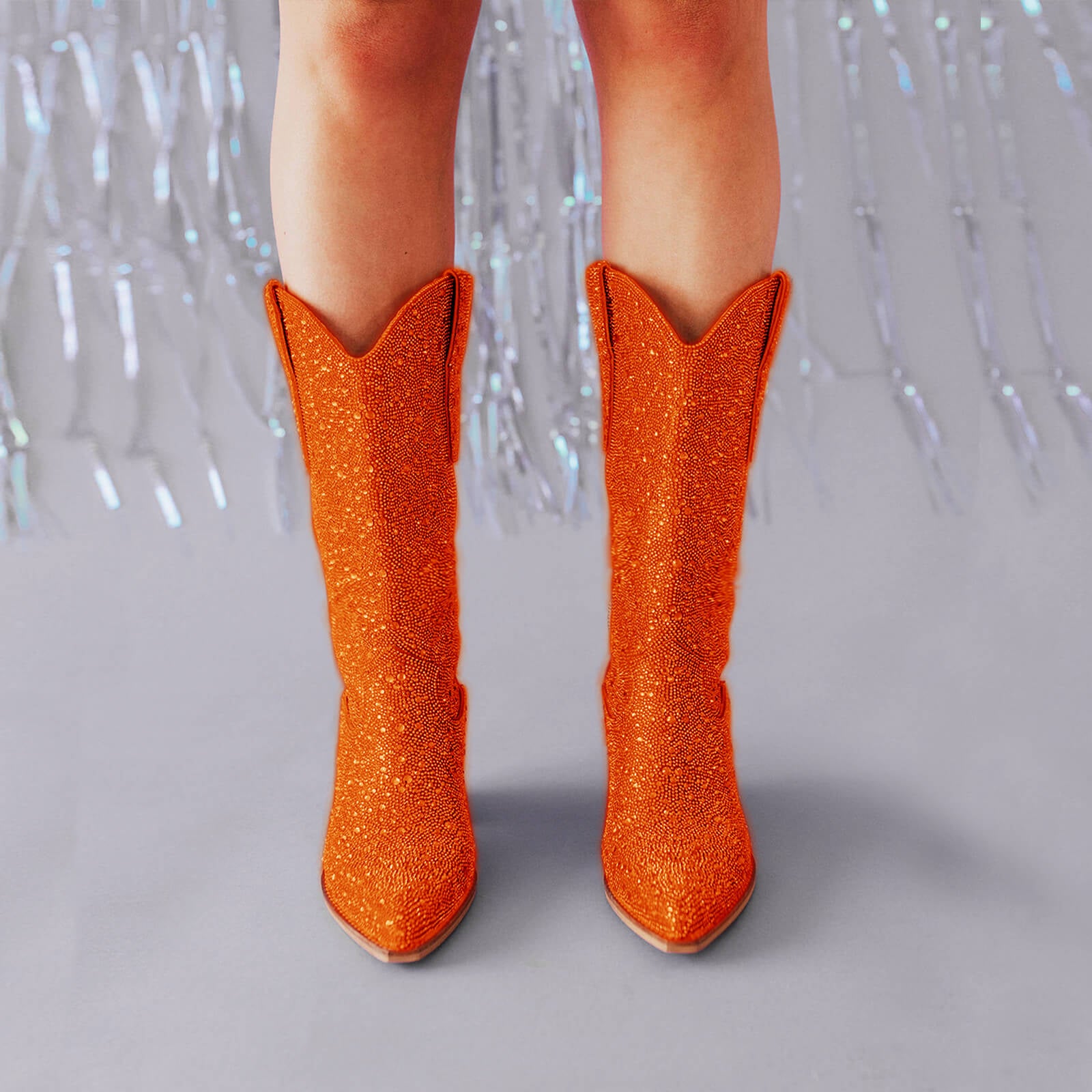 Women's Rhinestone Mid Calf Cowboy Boots