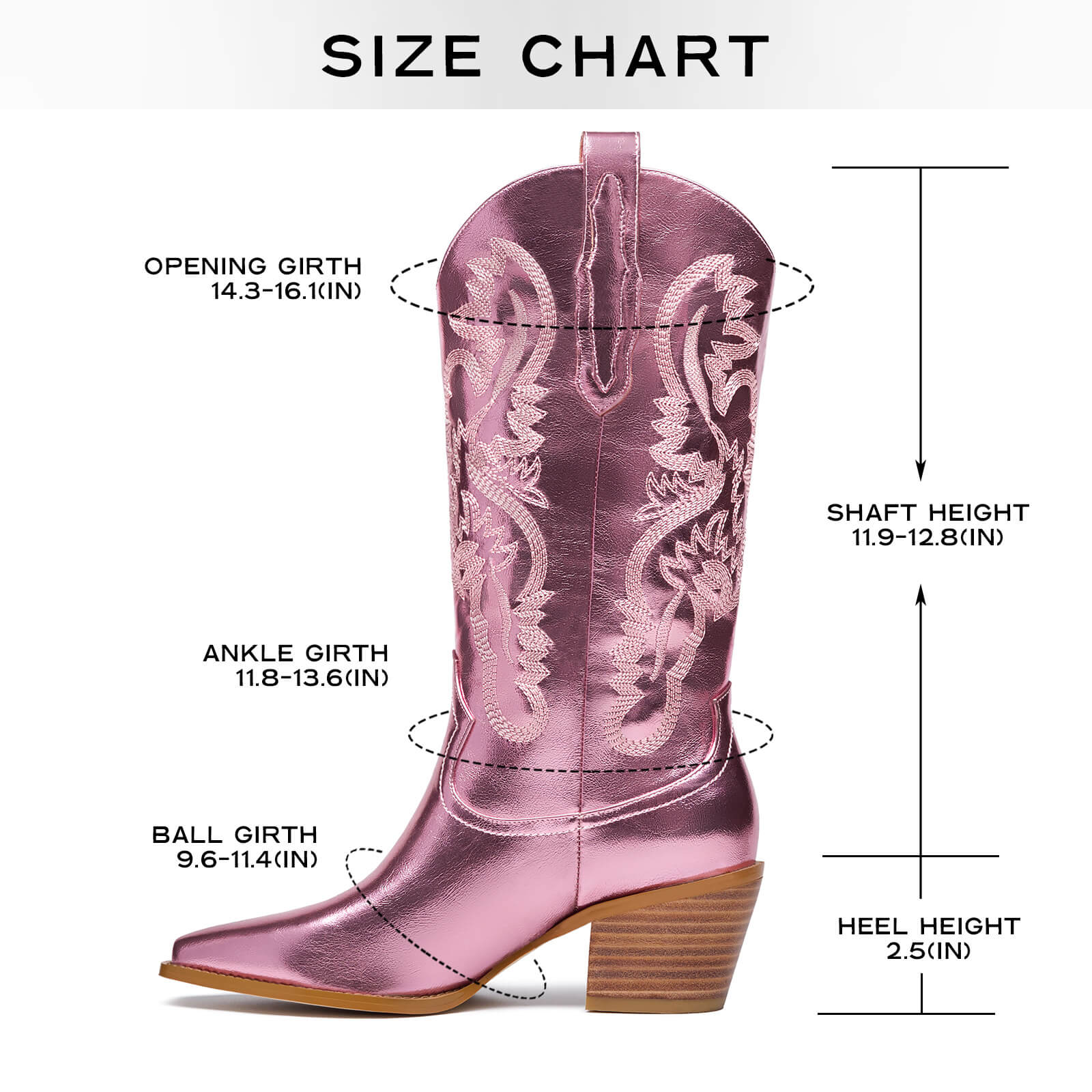 Mid Calf Metallic Cowboy Boots For Women