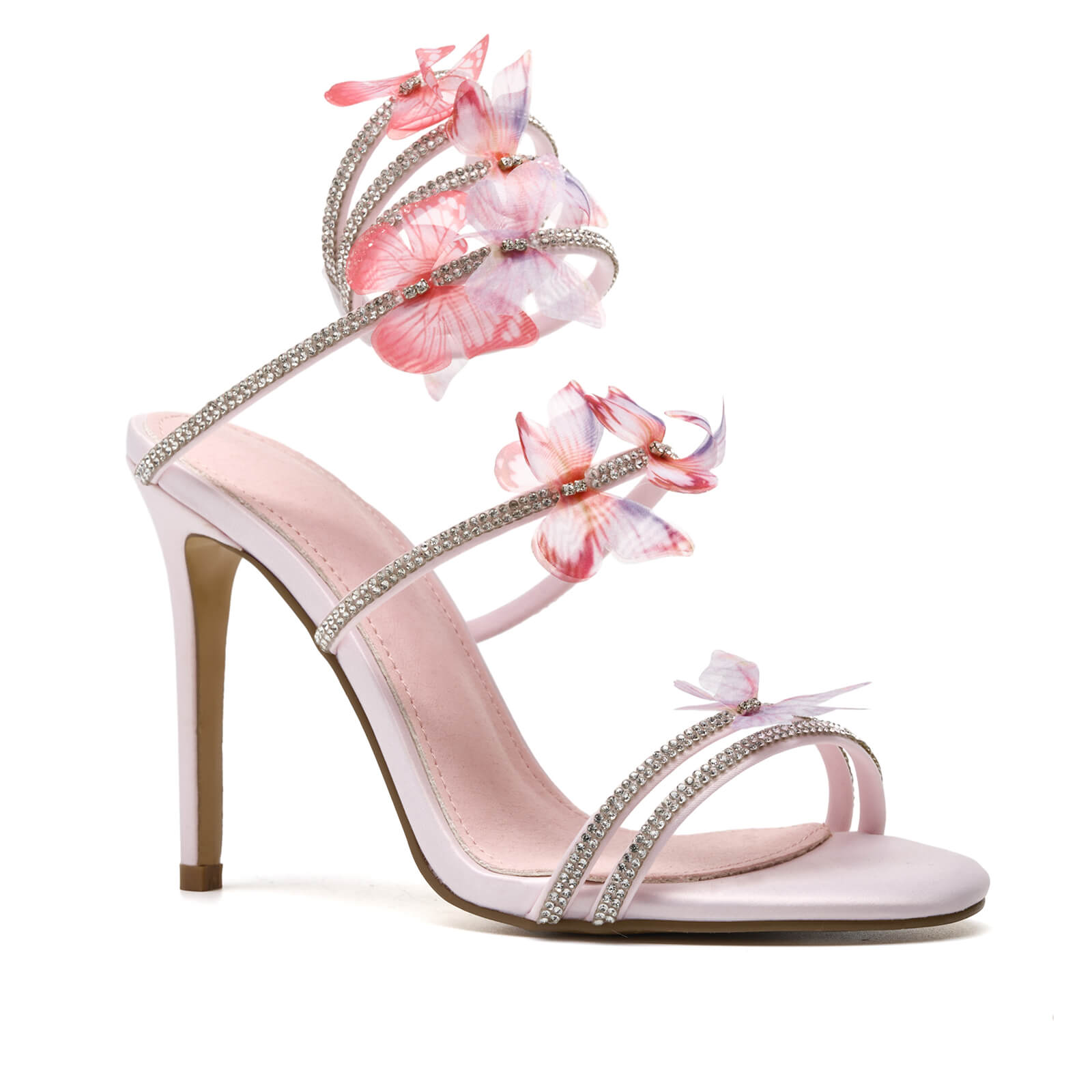 Women's Butterfly Rhinestone Fine Heel Sandals
