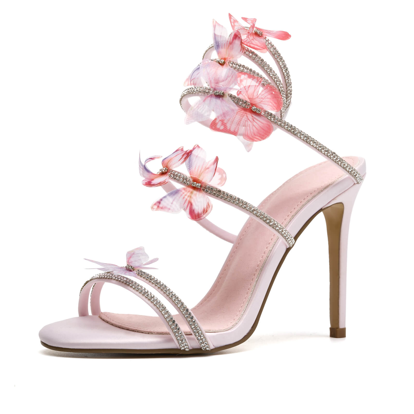 Women's Butterfly Rhinestone Fine Heel Sandals