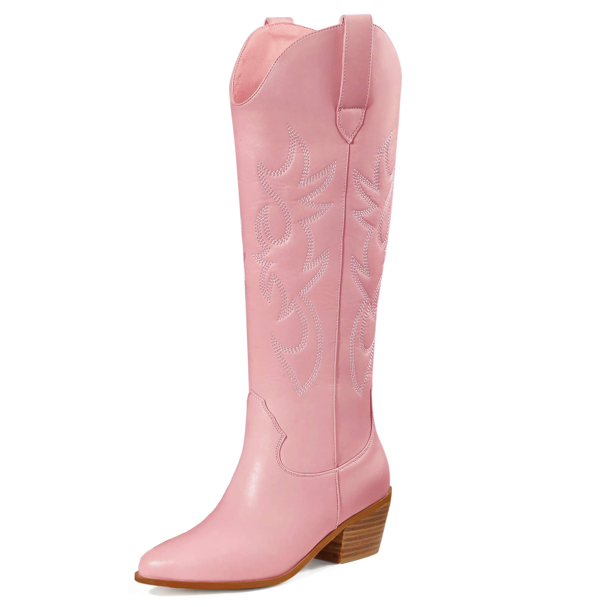Western Embroidery Pointed Toes Knee High Cowboy Boots