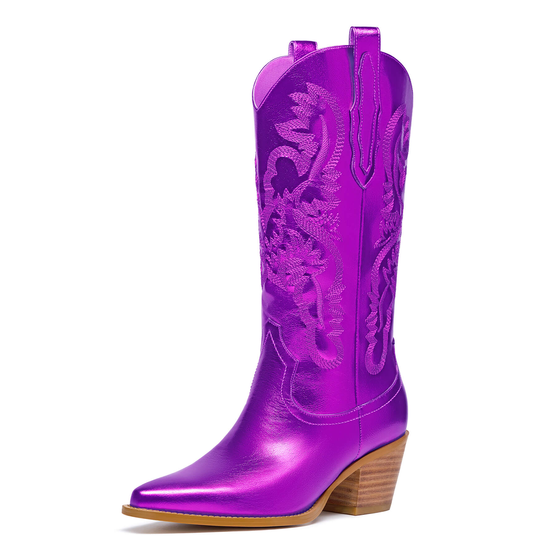 Mid Calf Metallic Cowboy Boots For Women