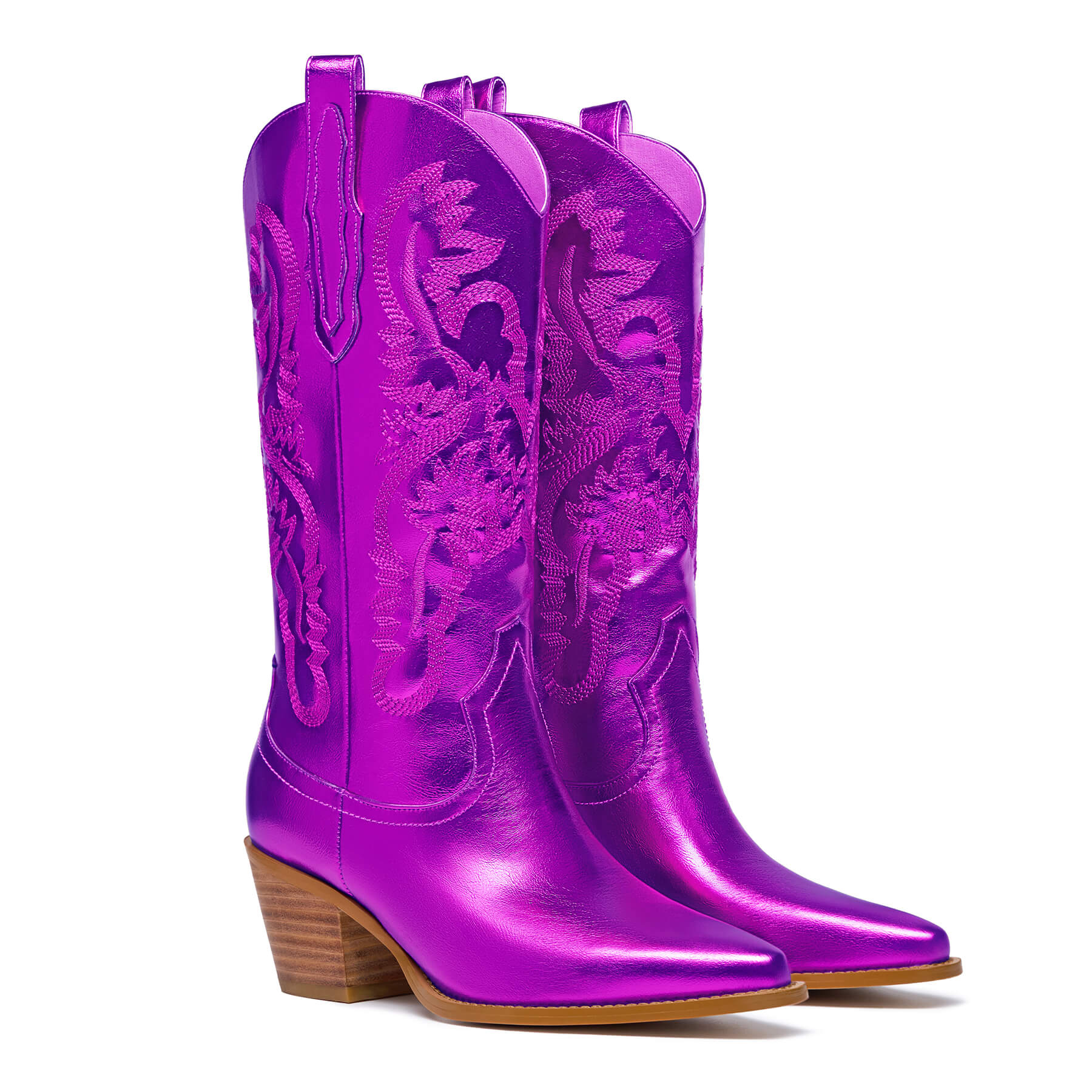 Mid Calf Metallic Cowboy Boots For Women