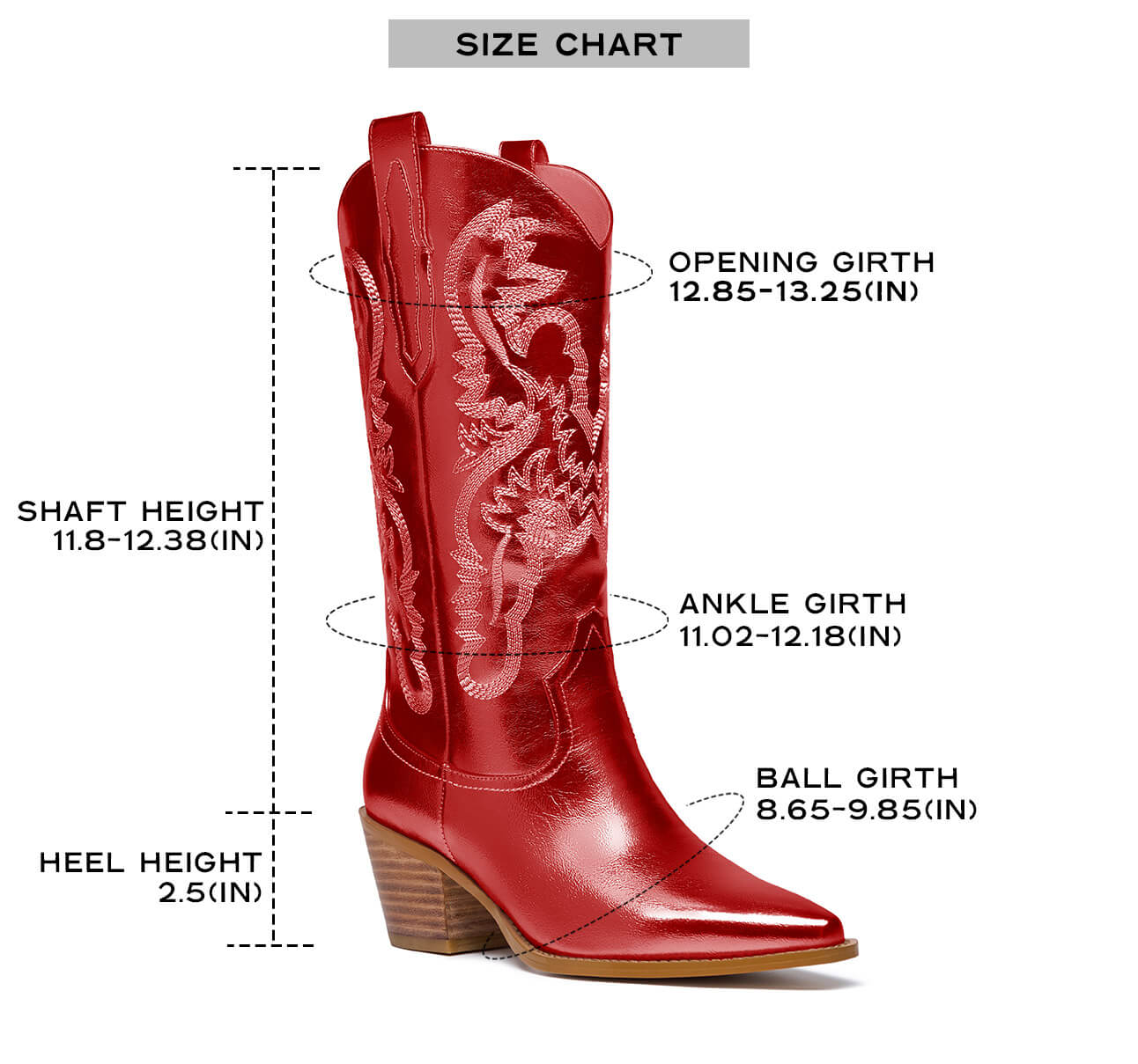 Mid Calf Metallic Cowboy Boots For Women