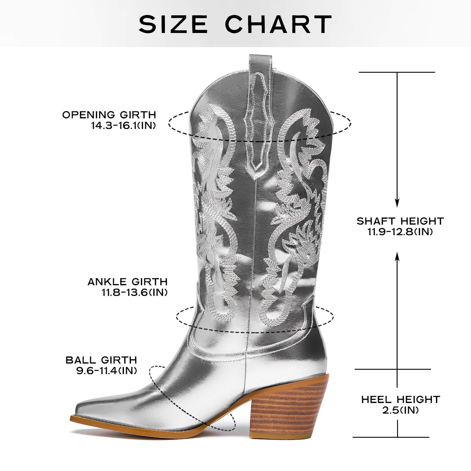Mid Calf Metallic Cowboy Boots For Women
