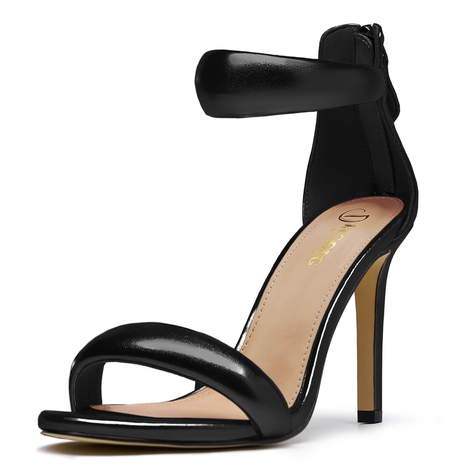 Women's Pump Open Toe Heel Sandals Back Zipper Round Ankle Strappy Stiletto Heels Sparkle Glitter Metallic Party Sexy Wedding Dressy Shoes