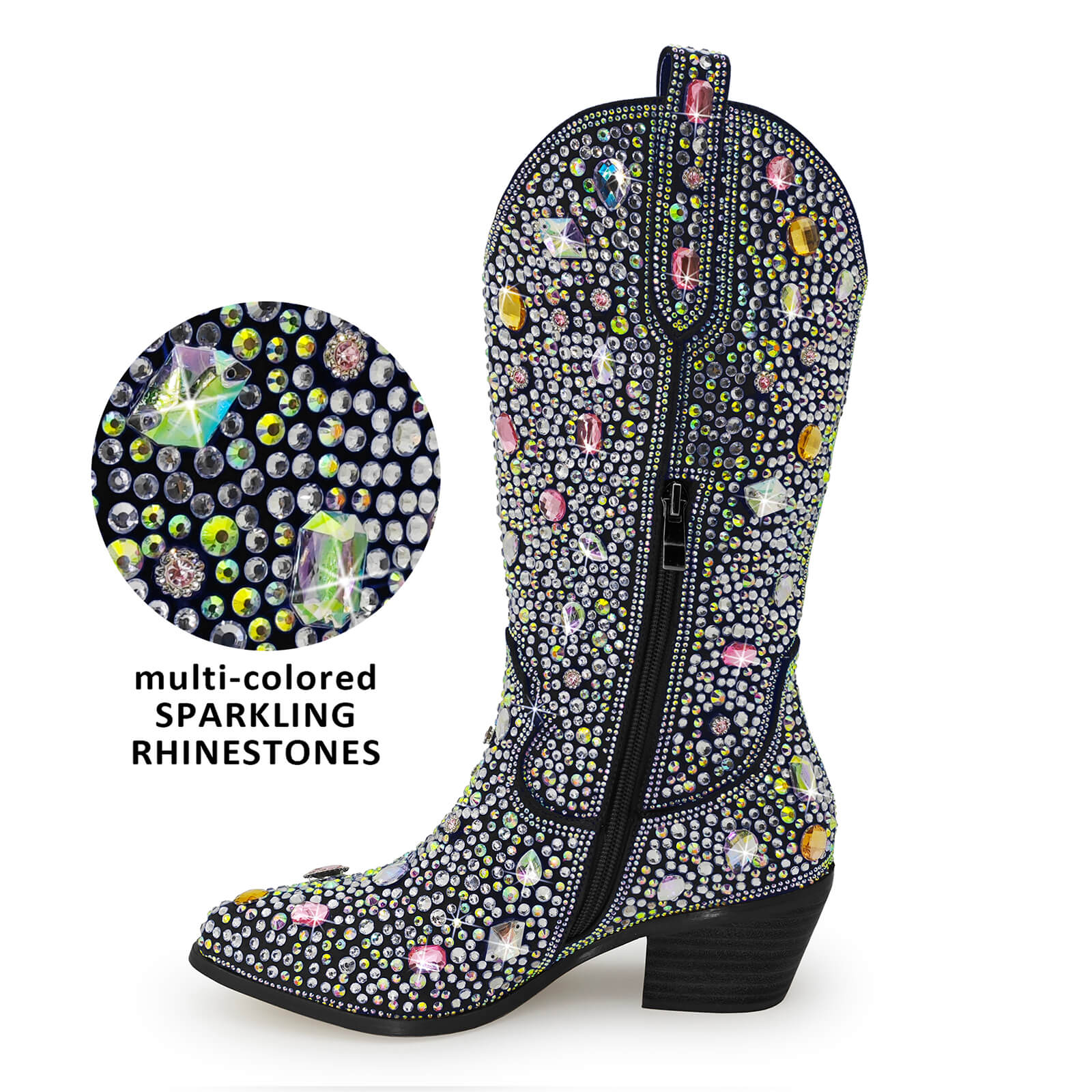 Shiny Adorned Gem Cowboy Boots for Women