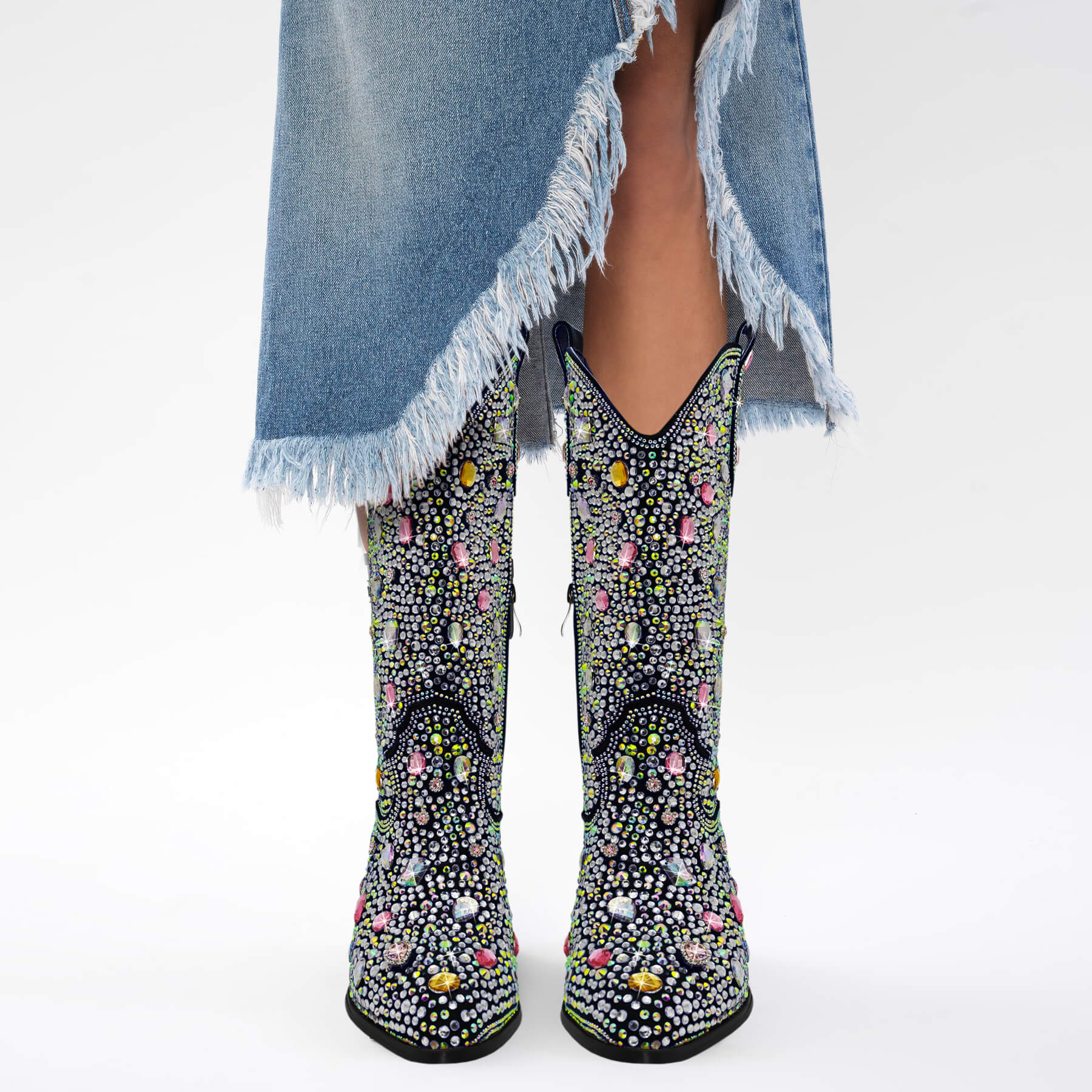 Shiny Adorned Gem Cowboy Boots for Women