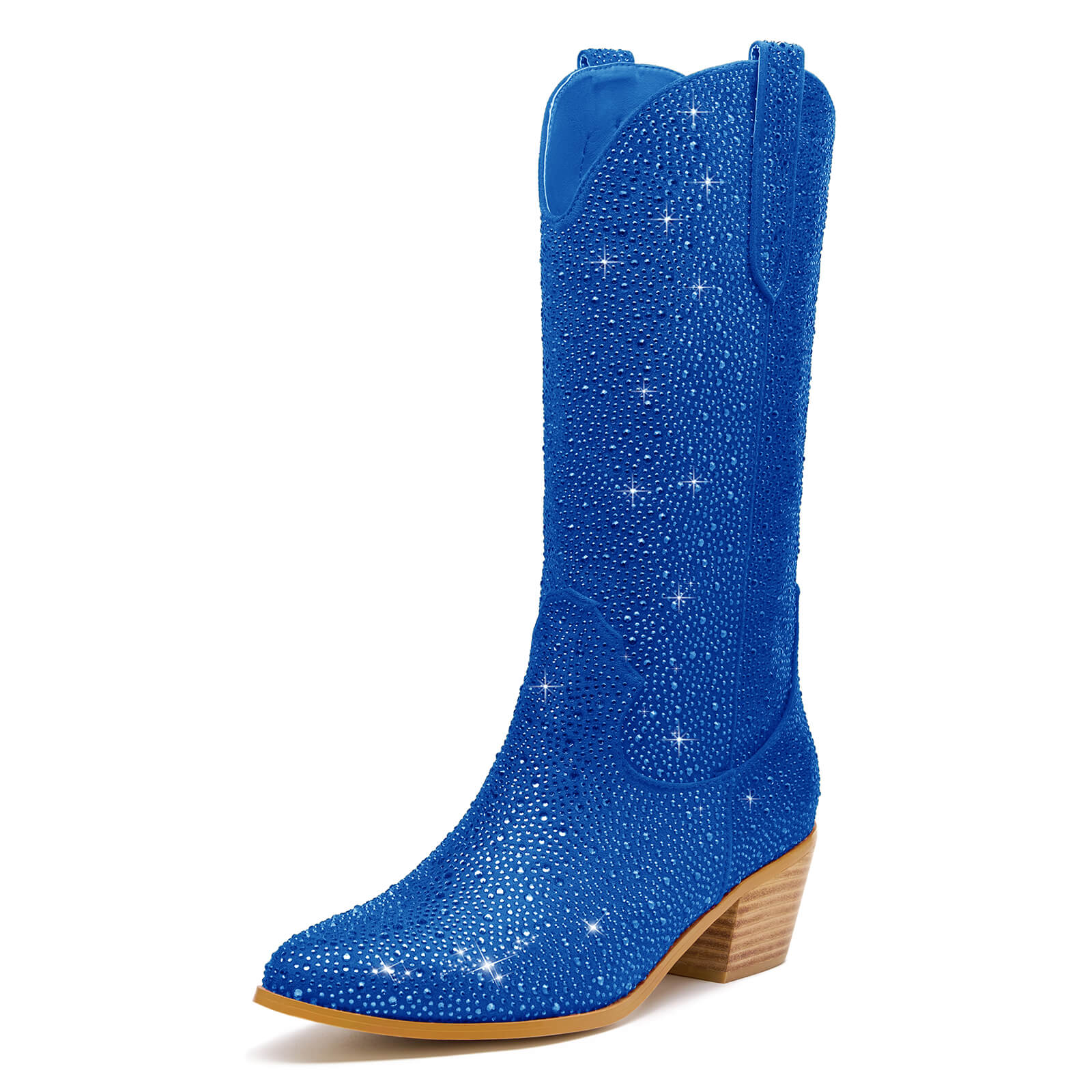 Women's Rhinestone Mid Calf Cowboy Boots