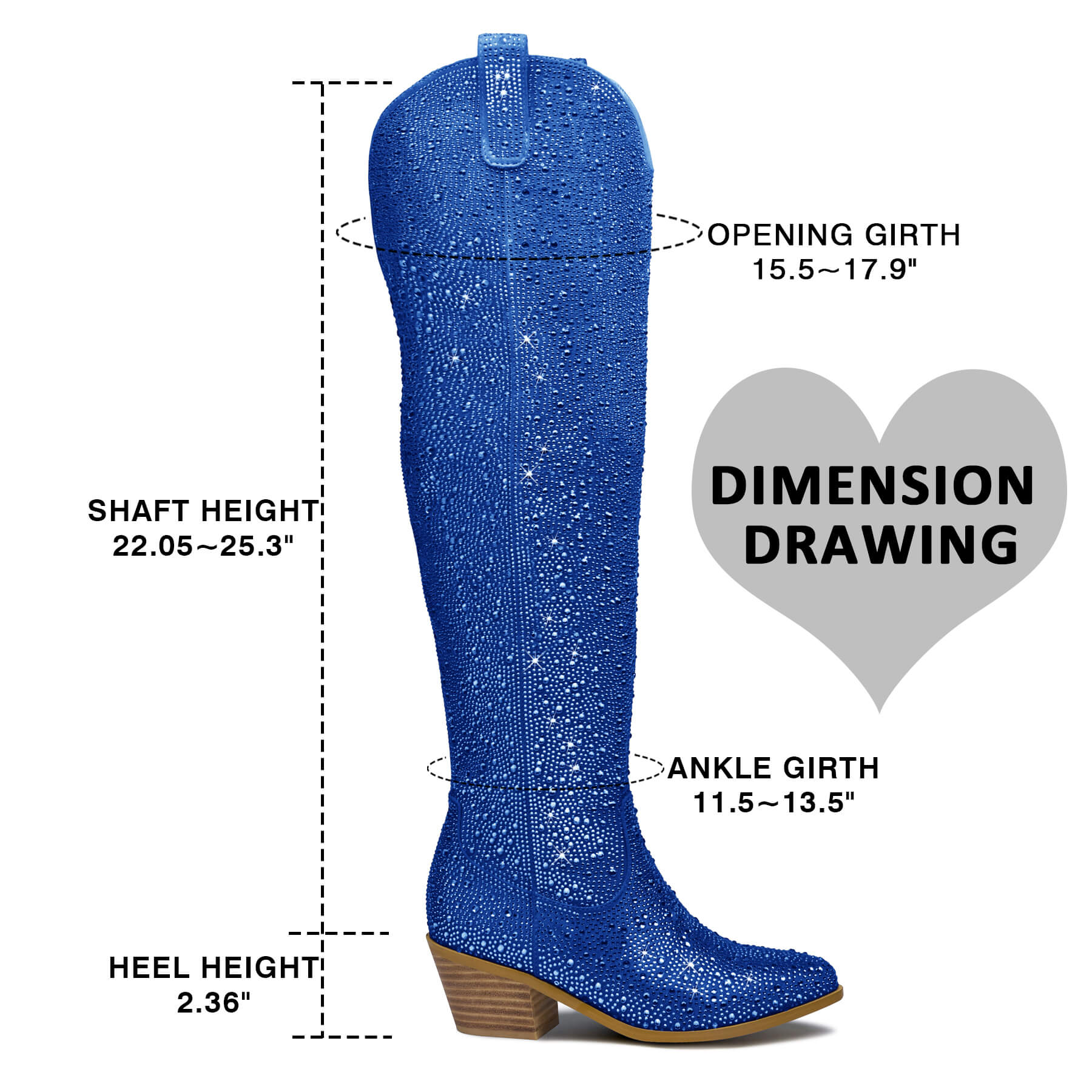 Women's Rhinestone Over Knee Cowboy Boots