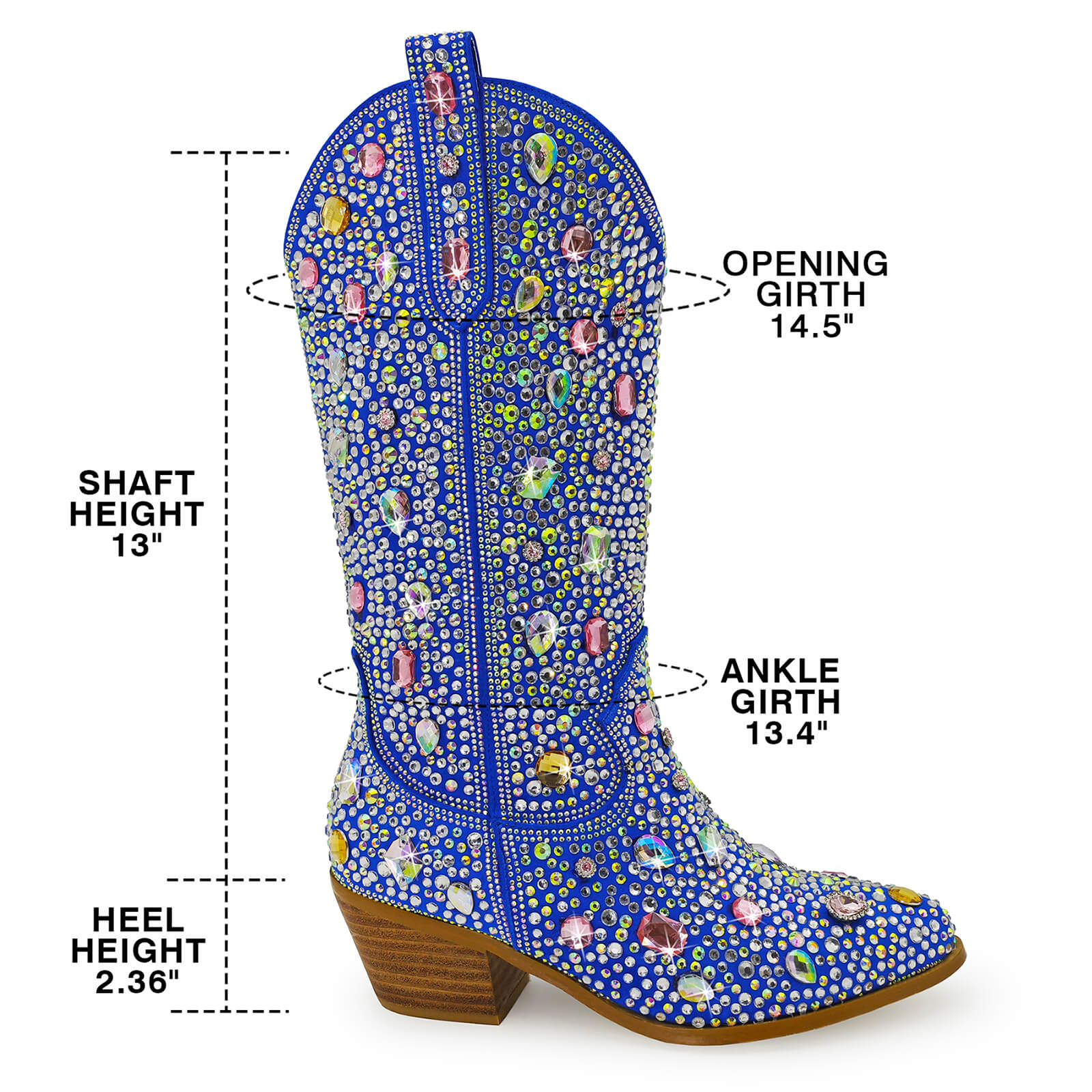 Shiny Adorned Gem Cowboy Boots for Women