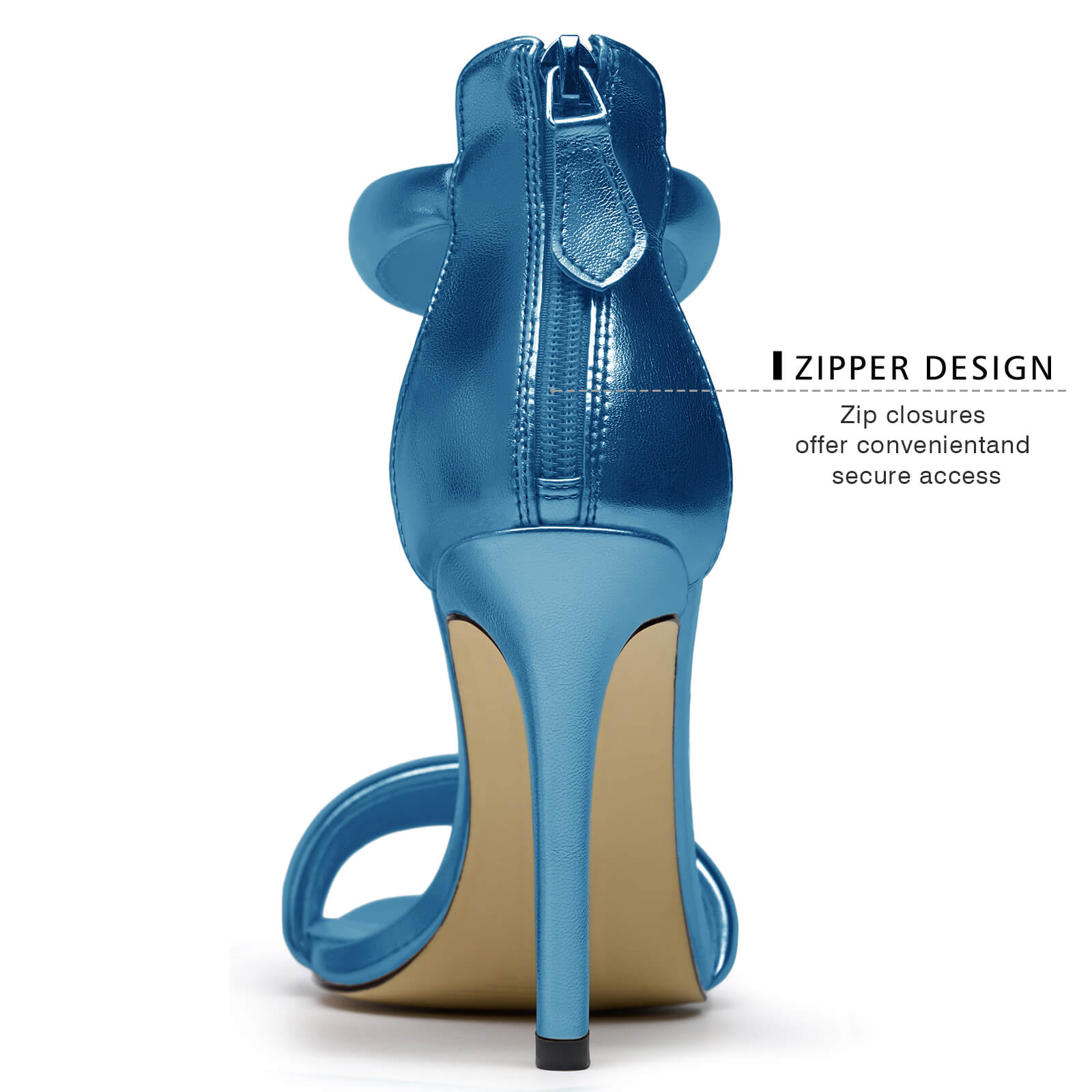 Women's Pump Open Toe Heel Sandals Back Zipper Round Ankle Strappy Stiletto Heels Sparkle Glitter Metallic Party Sexy Wedding Dressy Shoes
