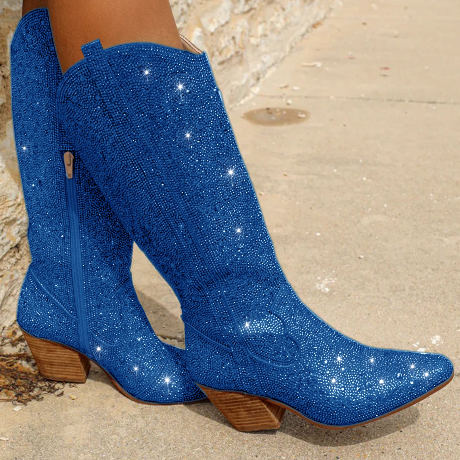 Rhinestone Knee High Cowboy Boots