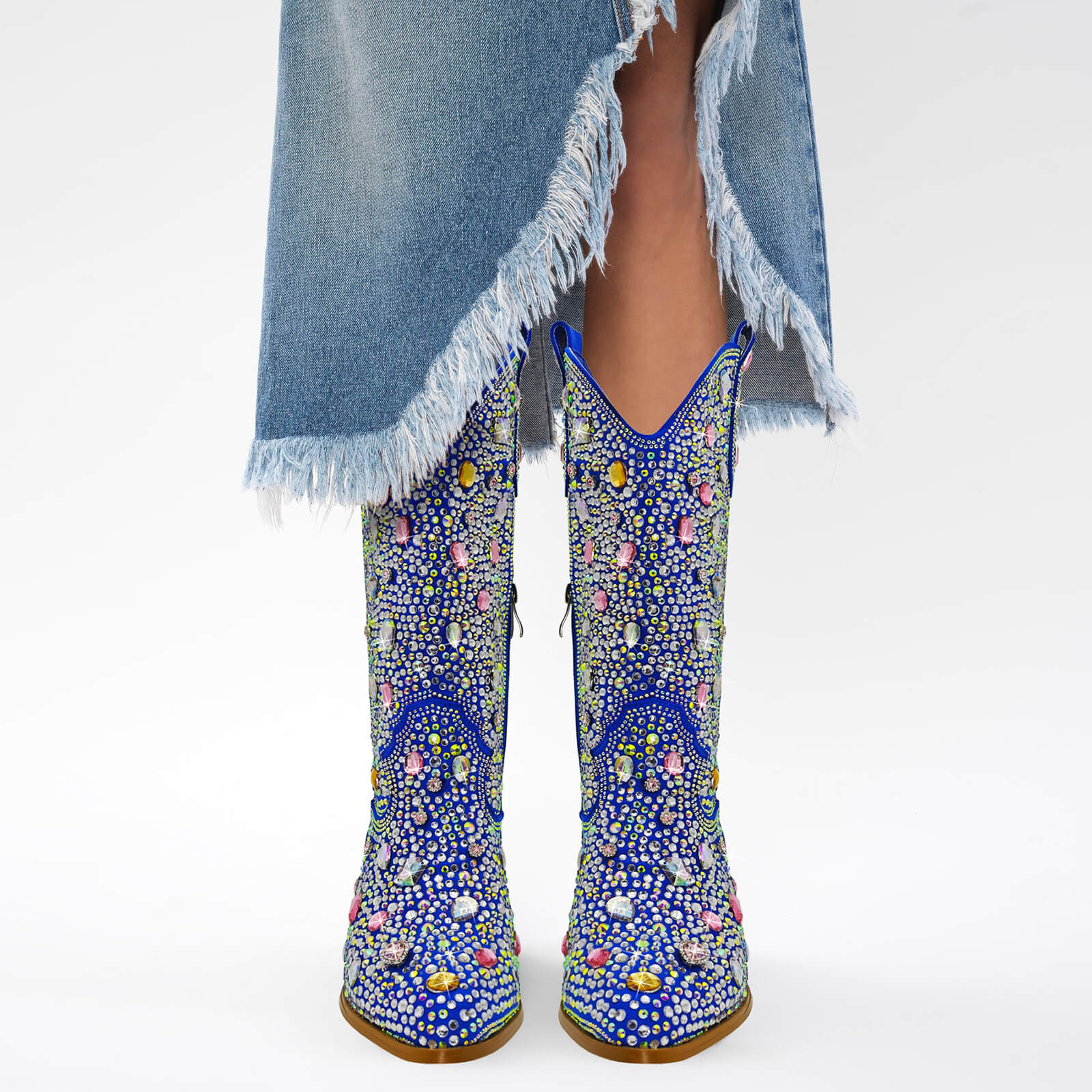 Shiny Adorned Gem Cowboy Boots for Women