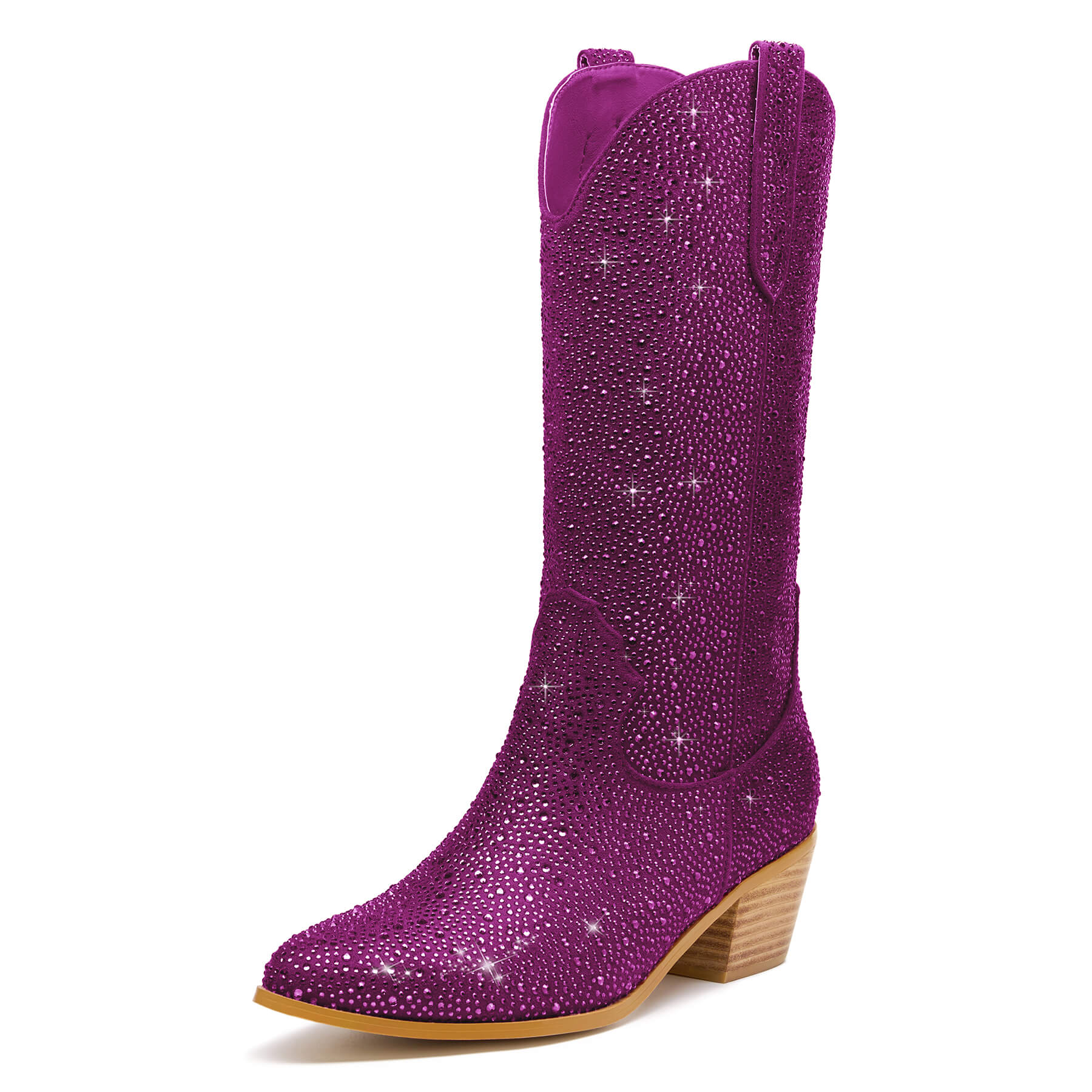 Women's Rhinestone Mid Calf Cowboy Boots