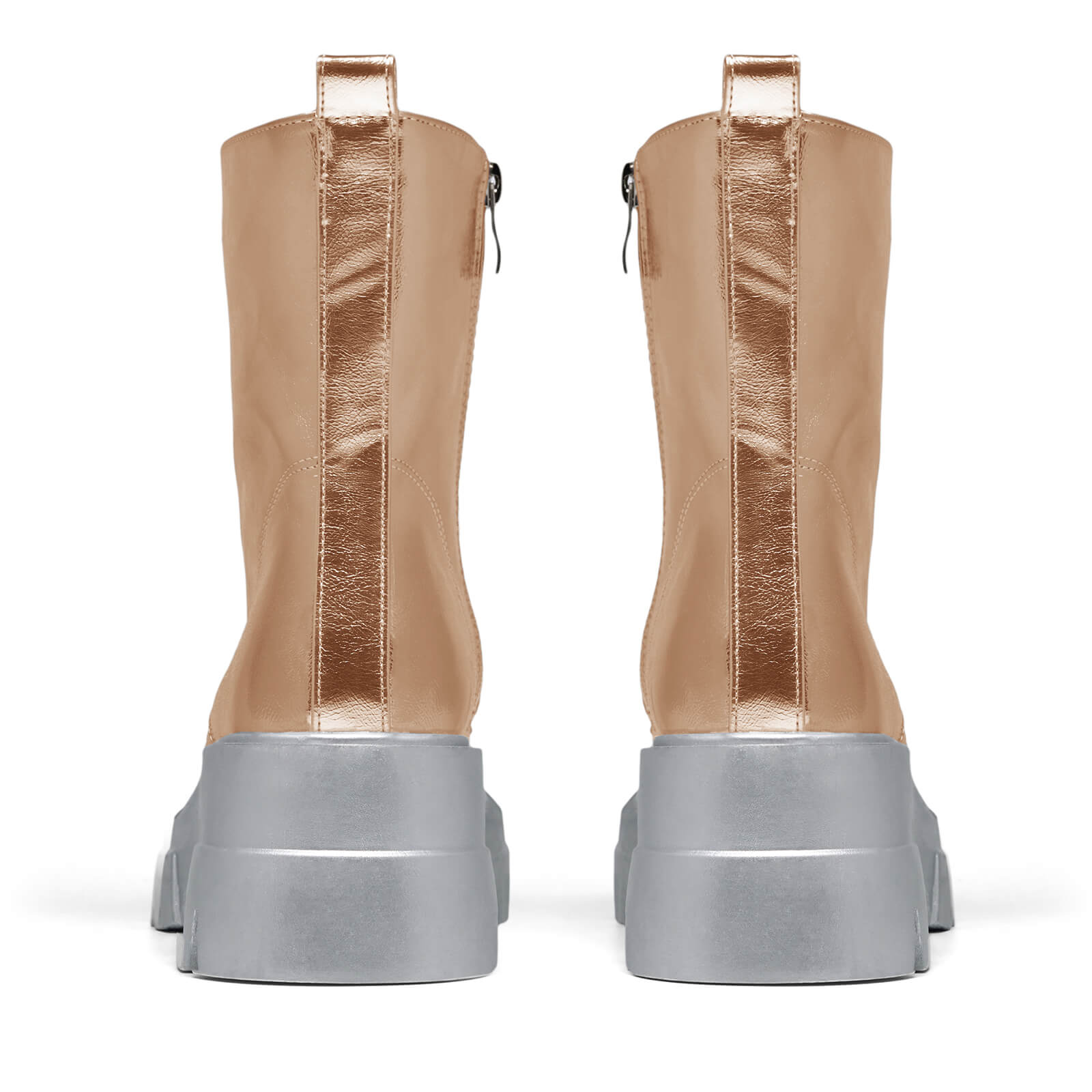 Women's Metallic Round Toe Lace up Boots
