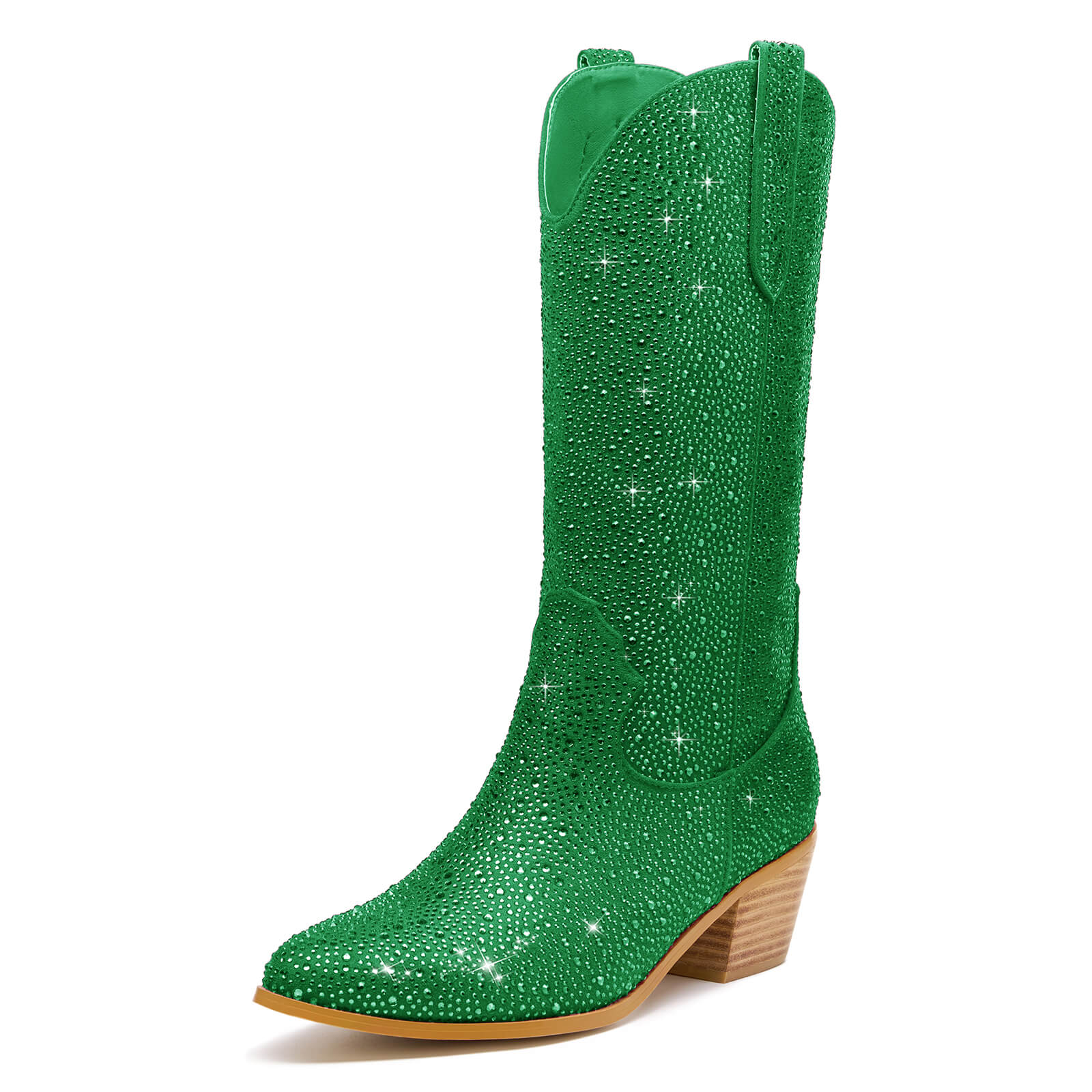 Women's Rhinestone Mid Calf Cowboy Boots